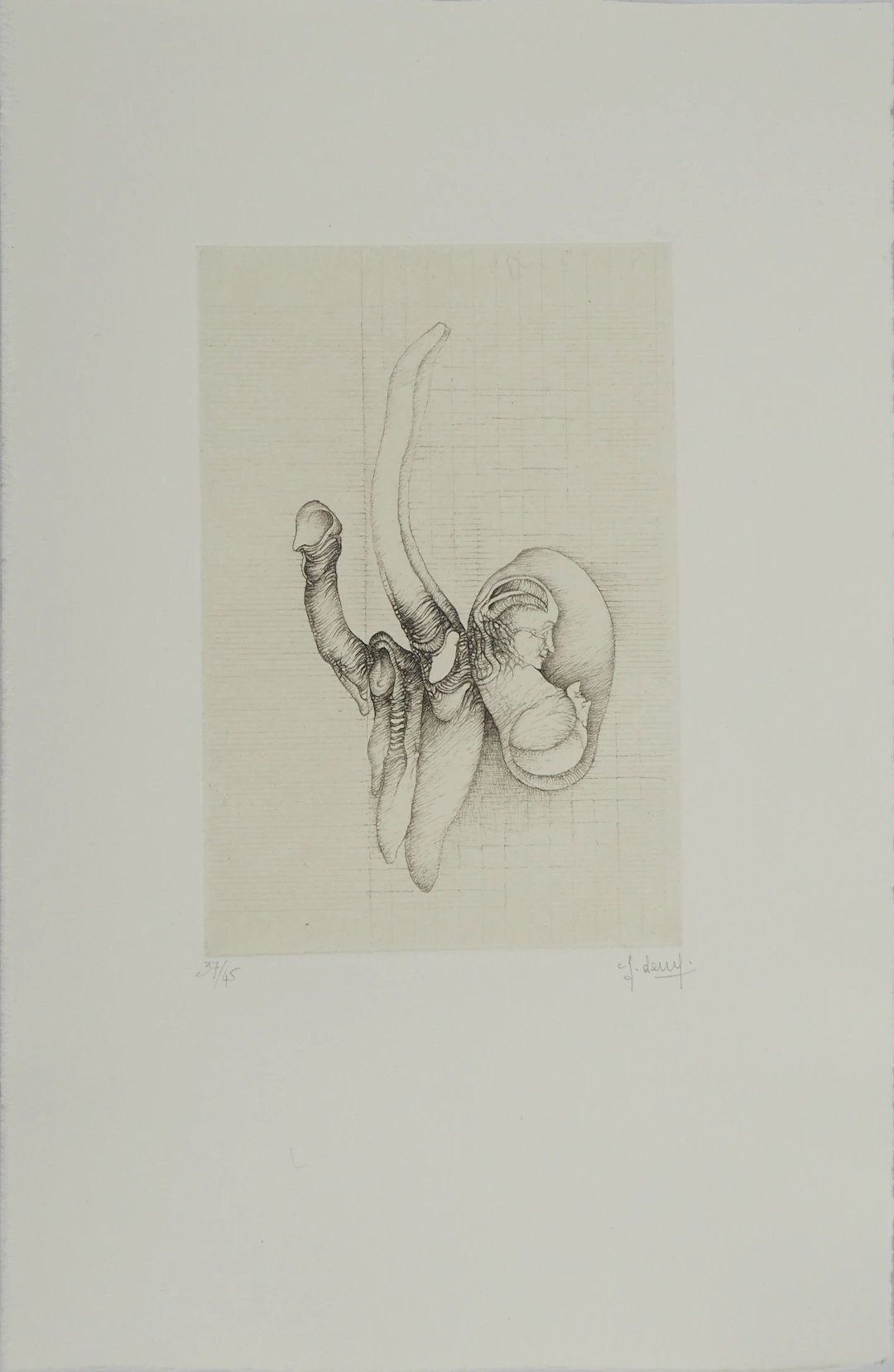 Fred DEUX : Gestation, Gravure originale signée