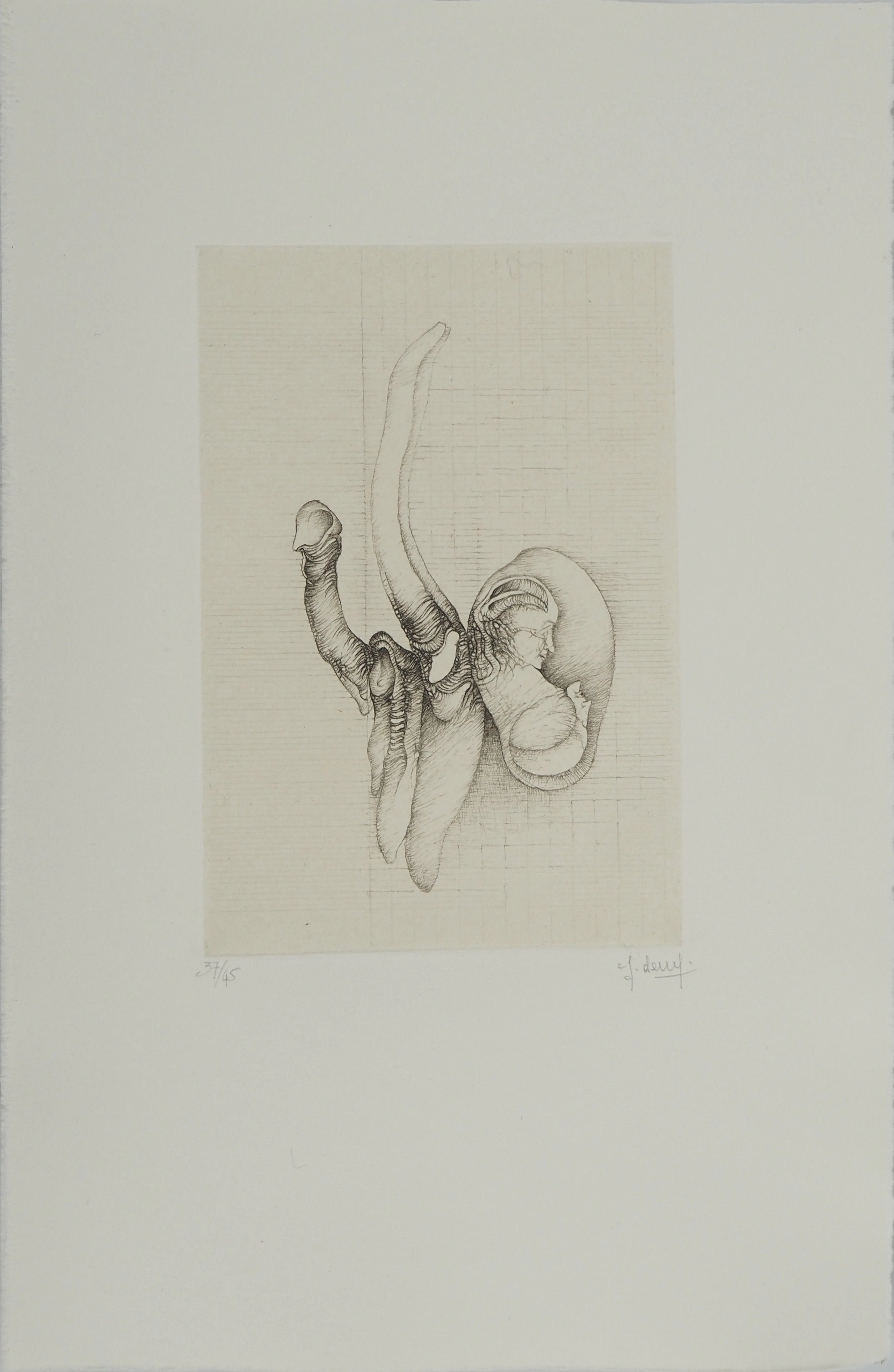 Fred DEUX : Gestation, Gravure originale signée