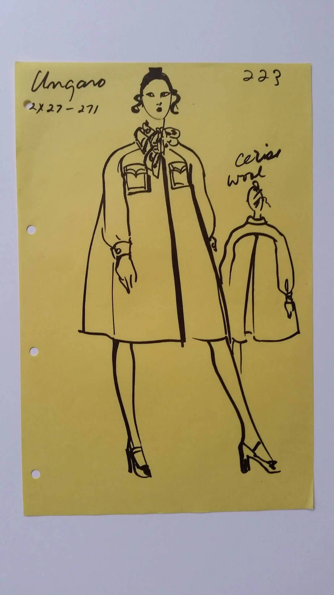 Emanuel Ungaro - Veste en laine, croquis