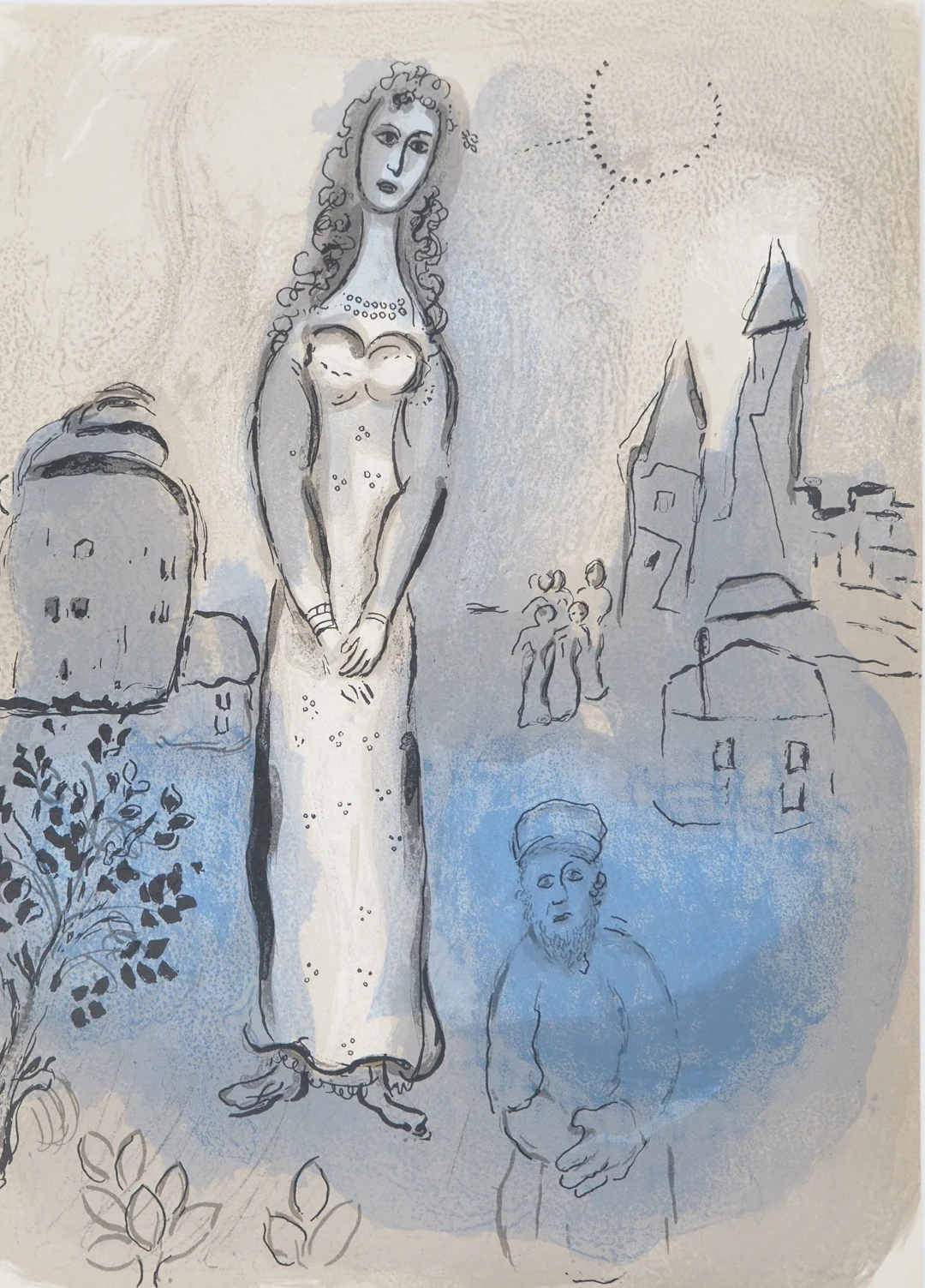Marc CHAGALL : La Bible, Esther et son cousin, Lithographie originale