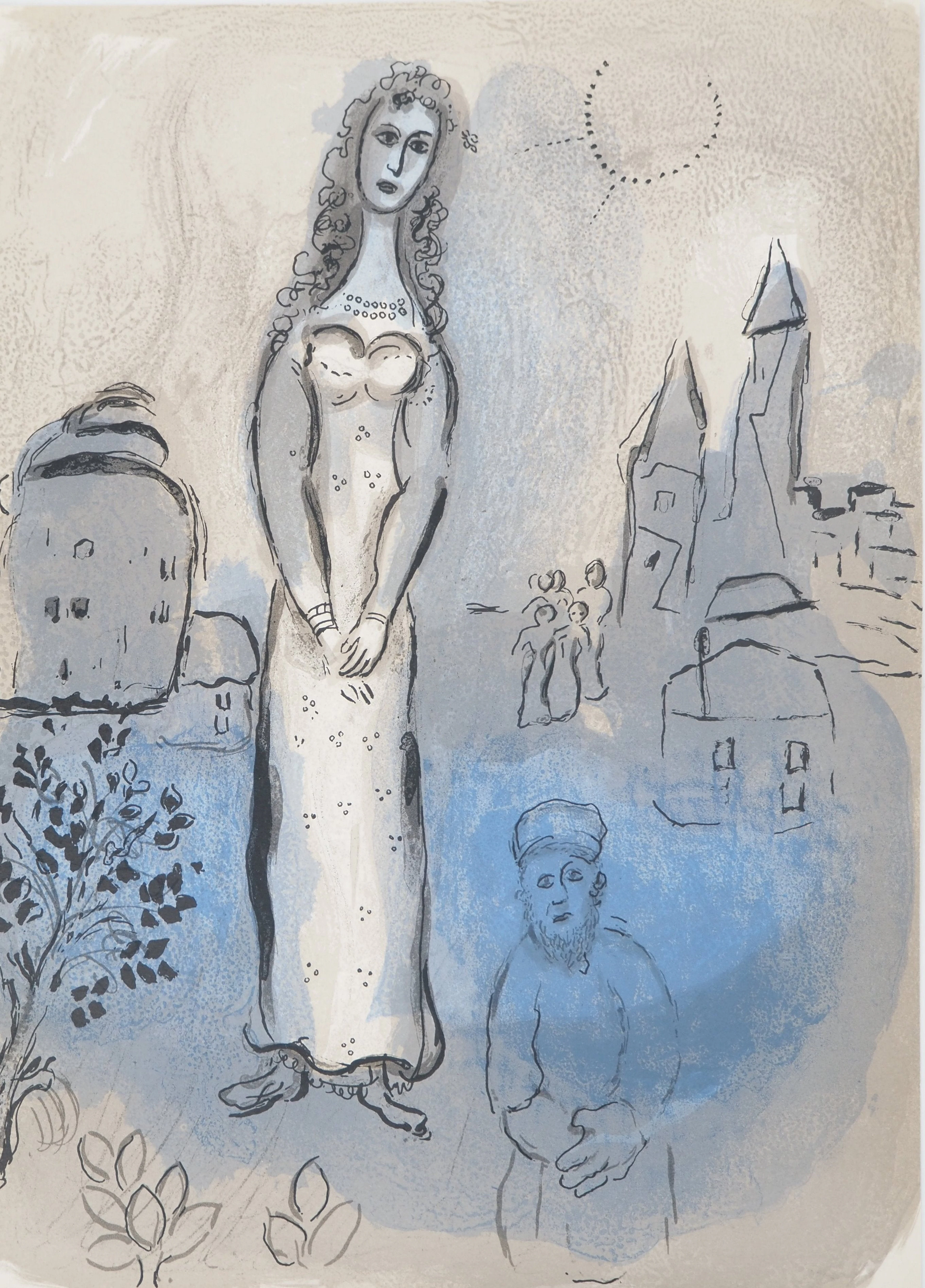 Marc CHAGALL : La Bible, Esther et son cousin, Lithographie originale