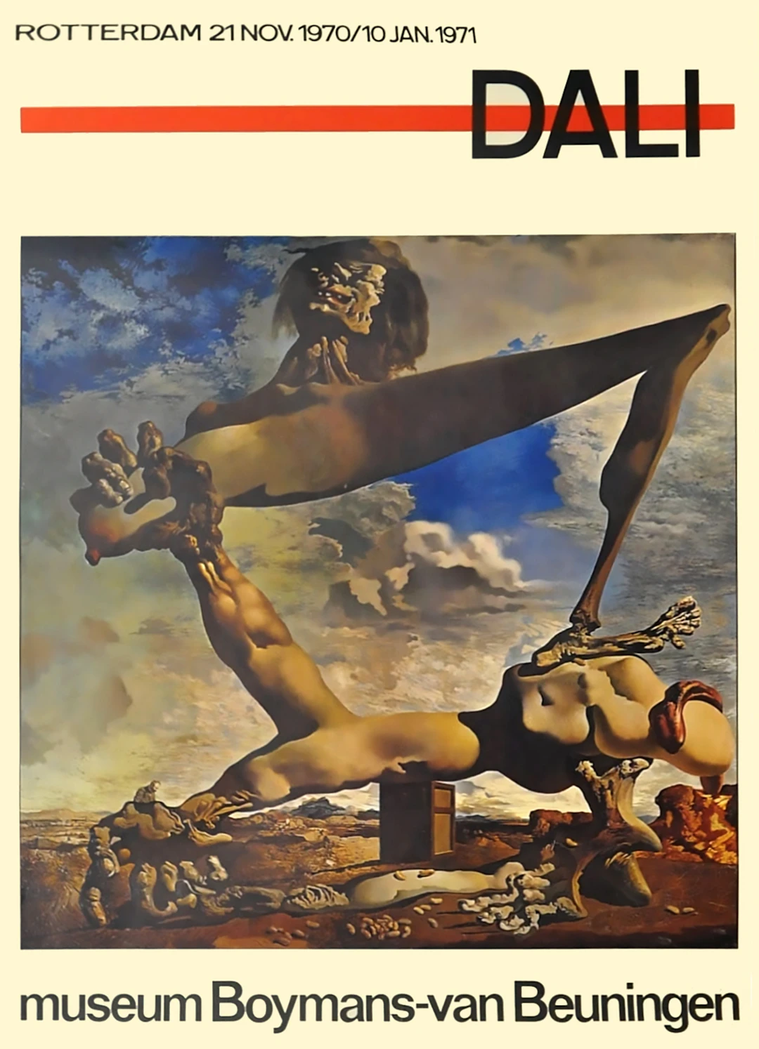 Salvador Dali, Affiche originale exposition musée Rotterdam, 1970