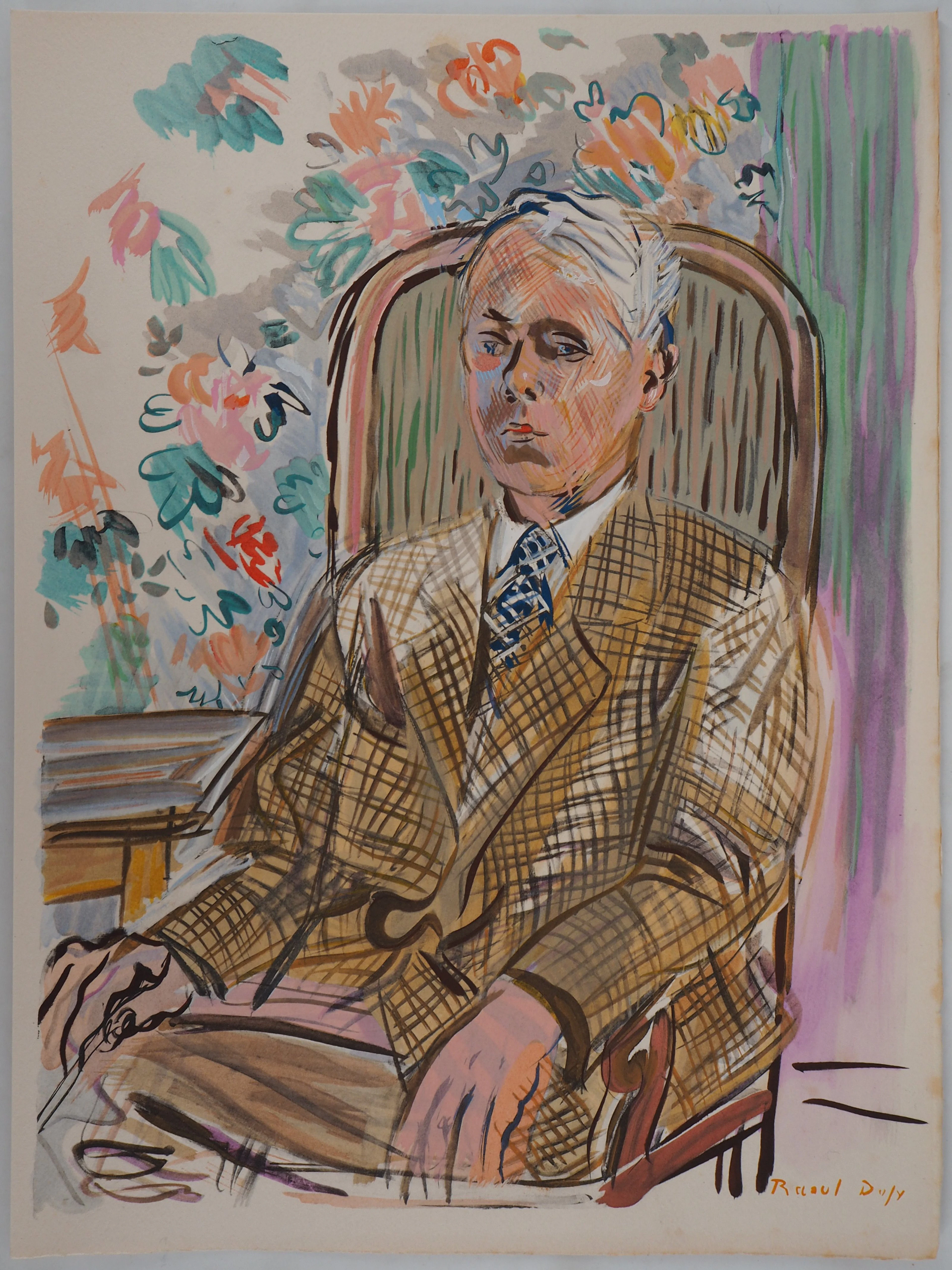 Raoul DUFY - Autoportrait au fauteuil, 1953, Lithographie originale
