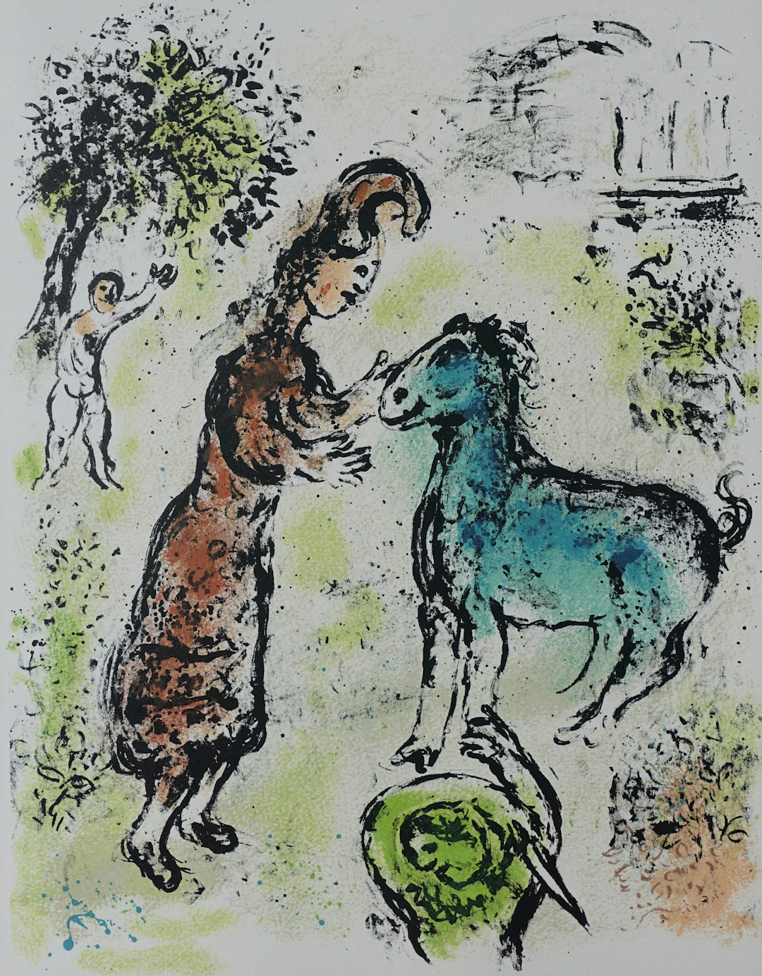 Marc CHAGALL : Athéna et le cheval, Lithographie, 1989