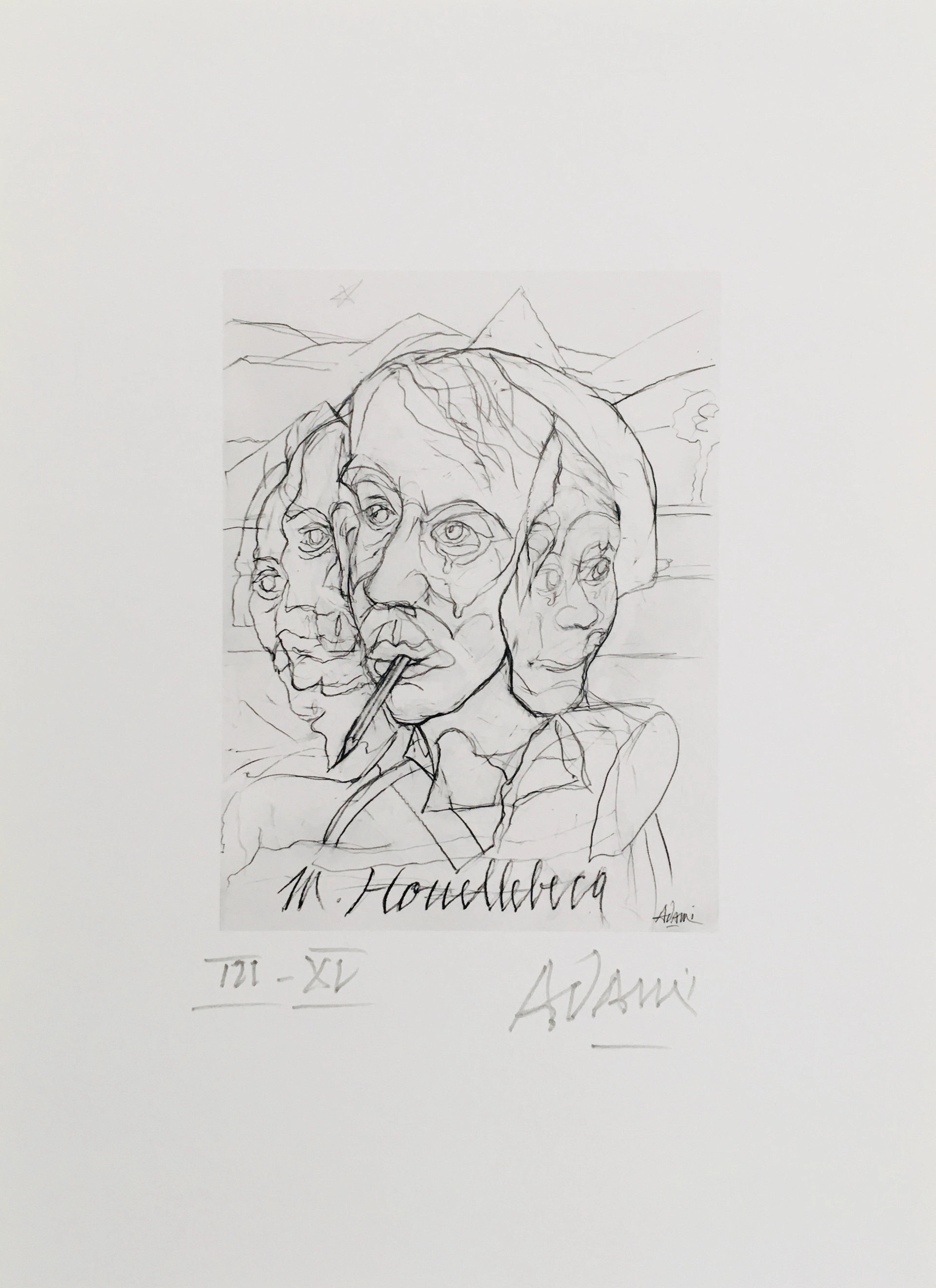 Valerio ADAMI - Michel Houellebecq, 2017 - Tirage pigmentaire signé
