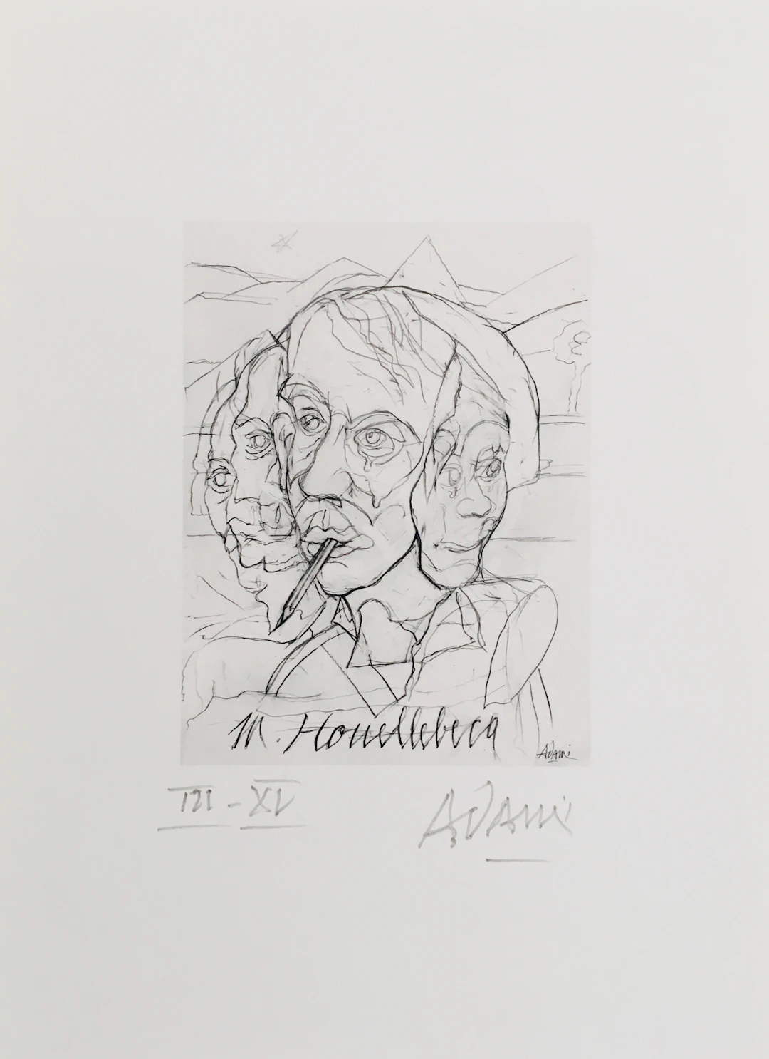 Valerio ADAMI - Michel Houellebecq, 2017 - Tirage pigmentaire signé