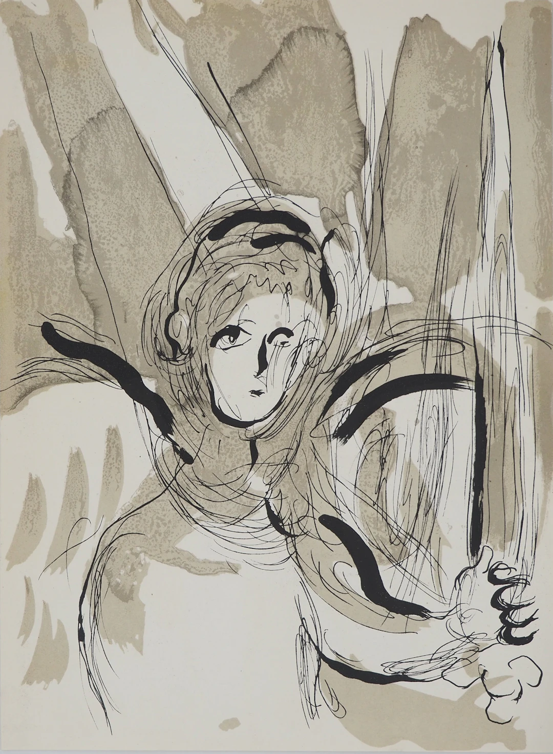 Marc CHAGALL : La Bible, Saint Michel et son épée, Lithographie originale