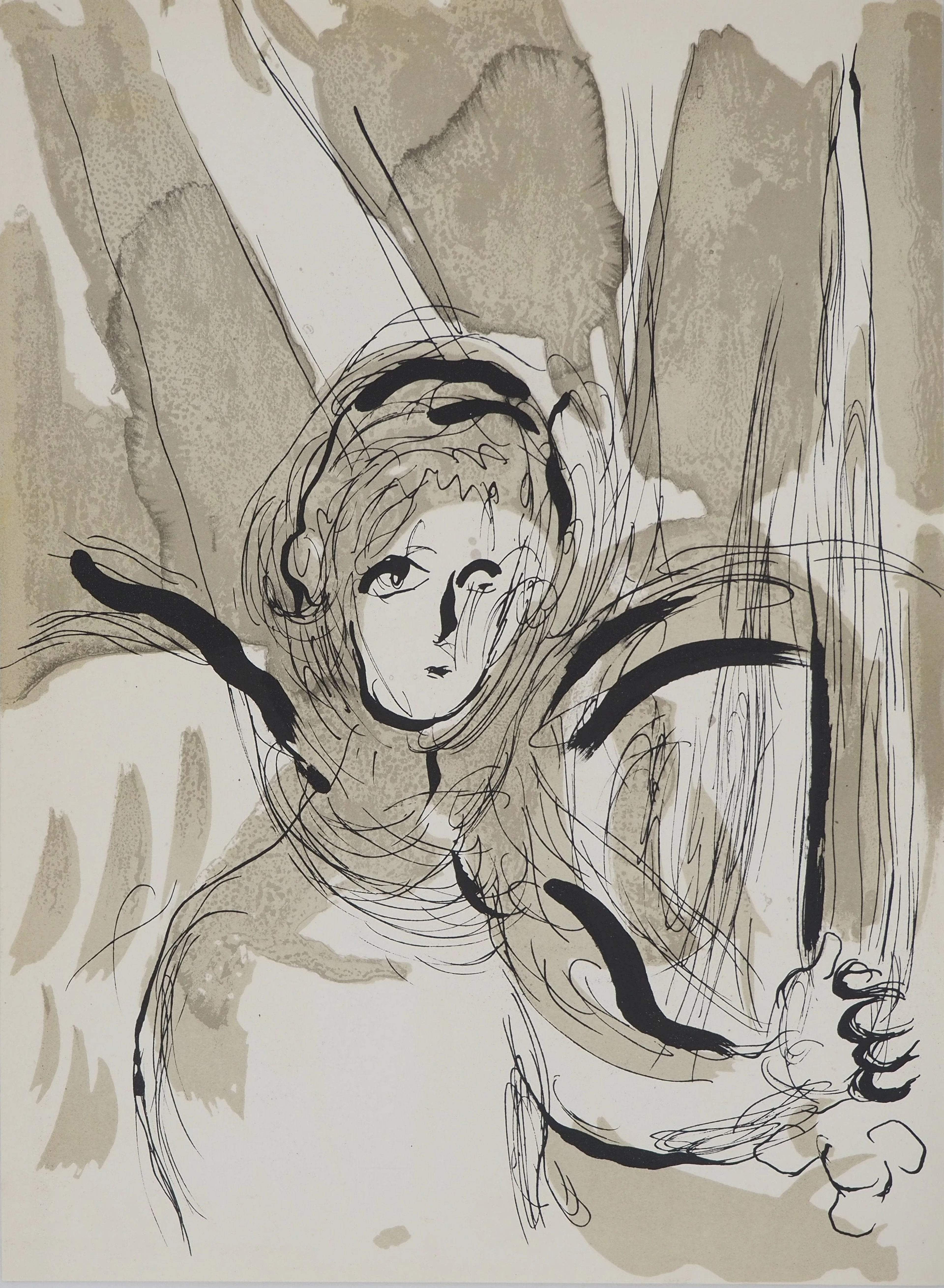Marc CHAGALL : La Bible, Saint Michel et son épée, Lithographie originale
