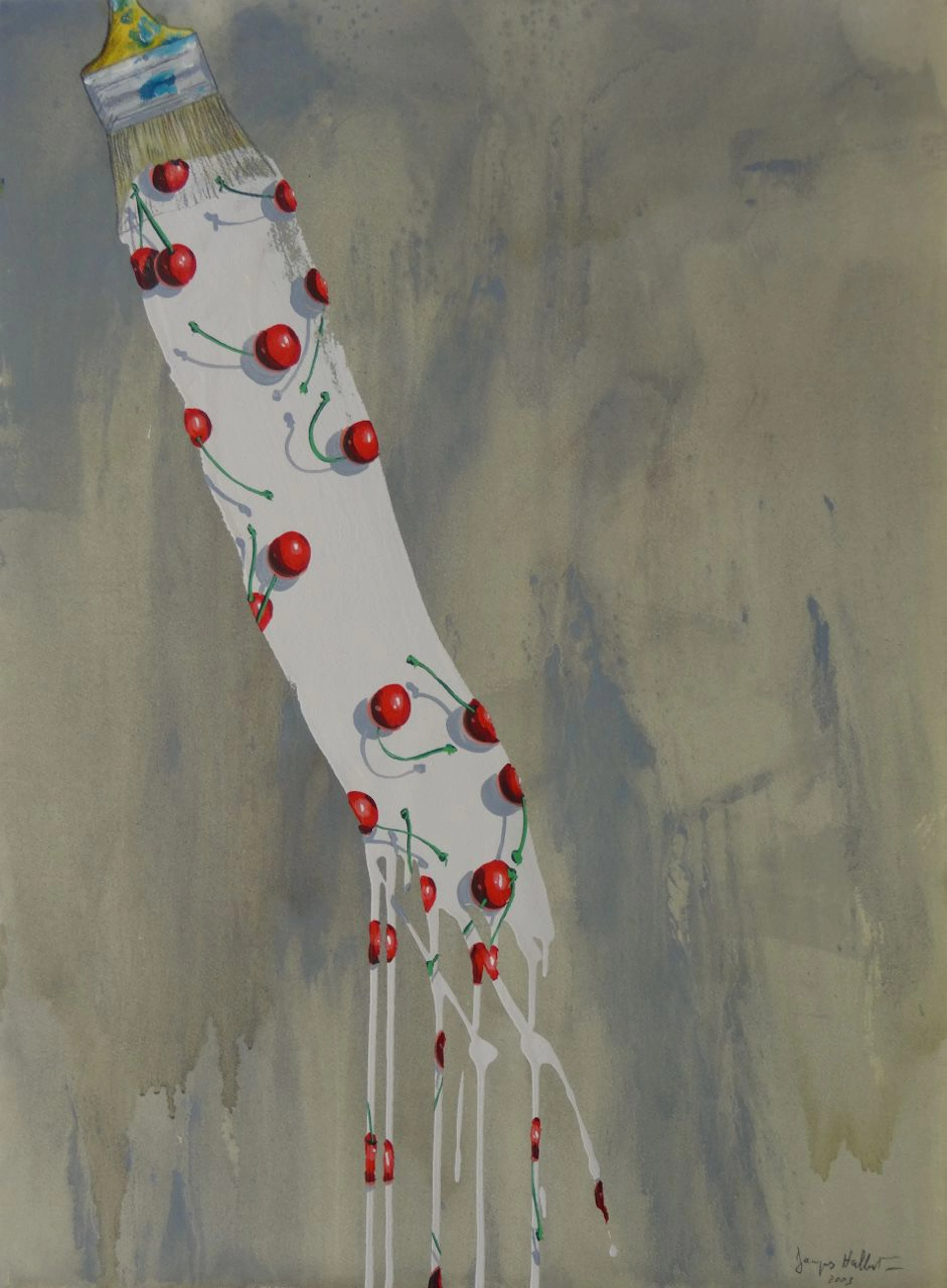 Jacques HALBERT - White Brush stroke, 2003 - Acrylique sur papier