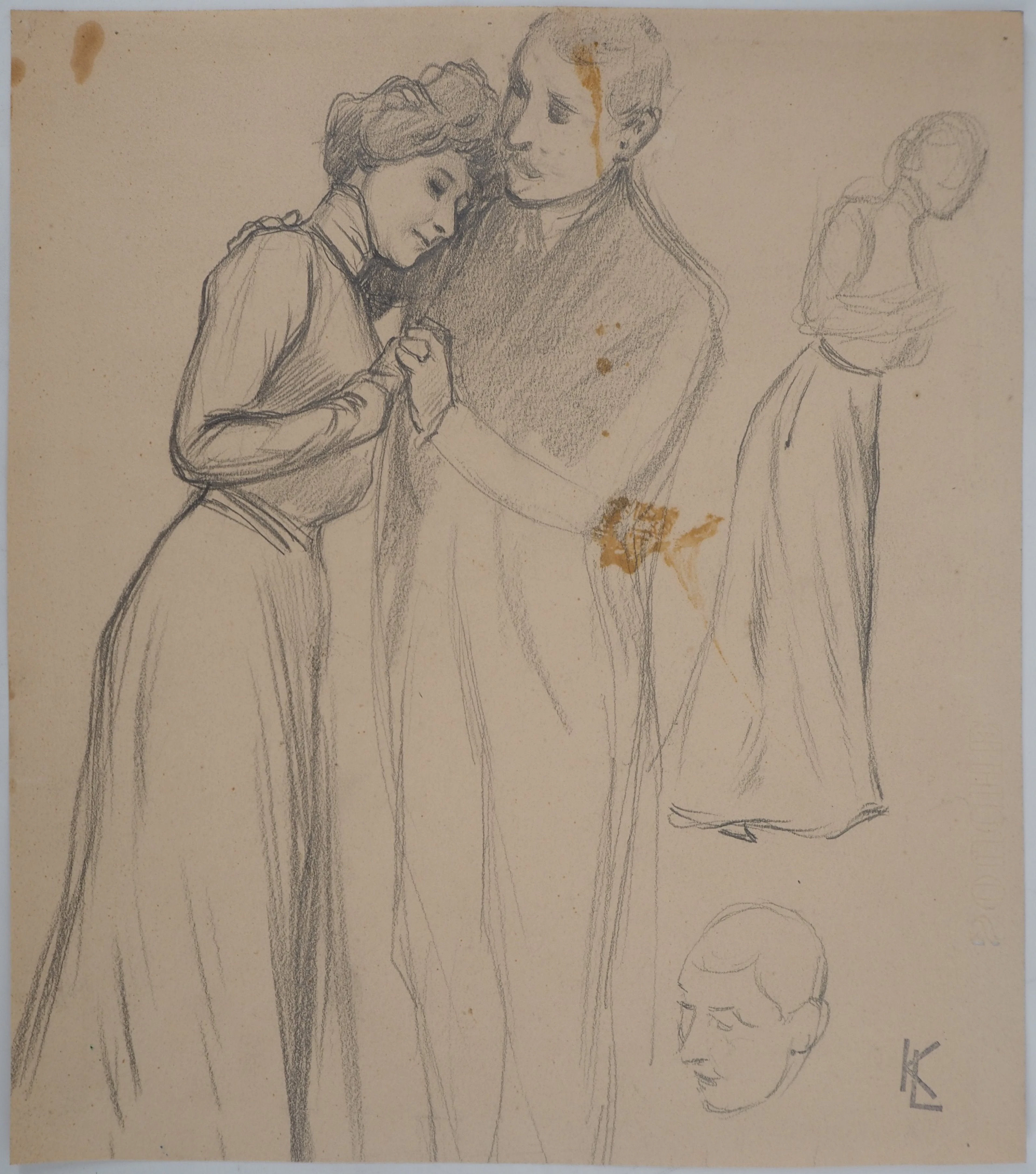 Léopold Franz KOWALSKI: L'étreinte, dessin original