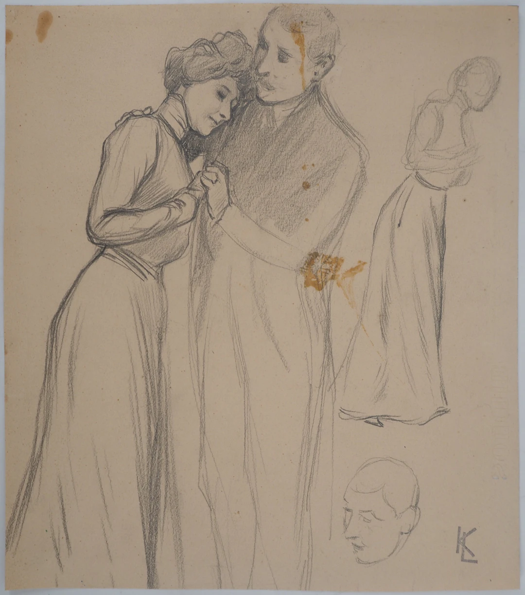 Léopold Franz KOWALSKI: L'étreinte, dessin original