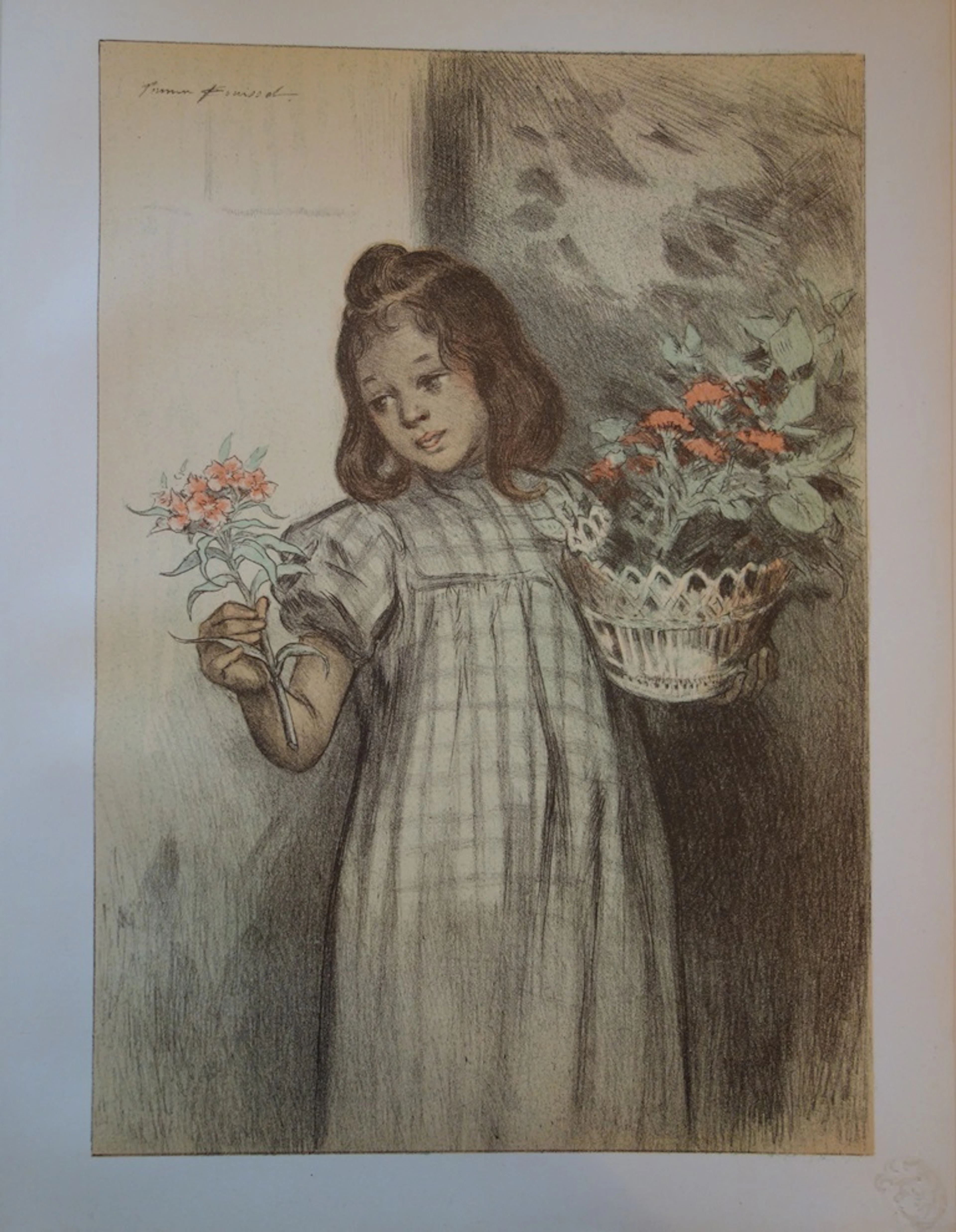 F. Bouisset - Bouquetière, Lithographie originale signée (1897