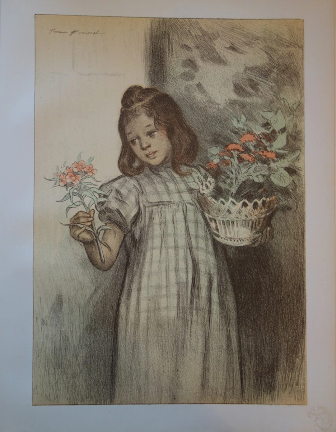 F. Bouisset - Bouquetière, Lithographie originale signée (1897