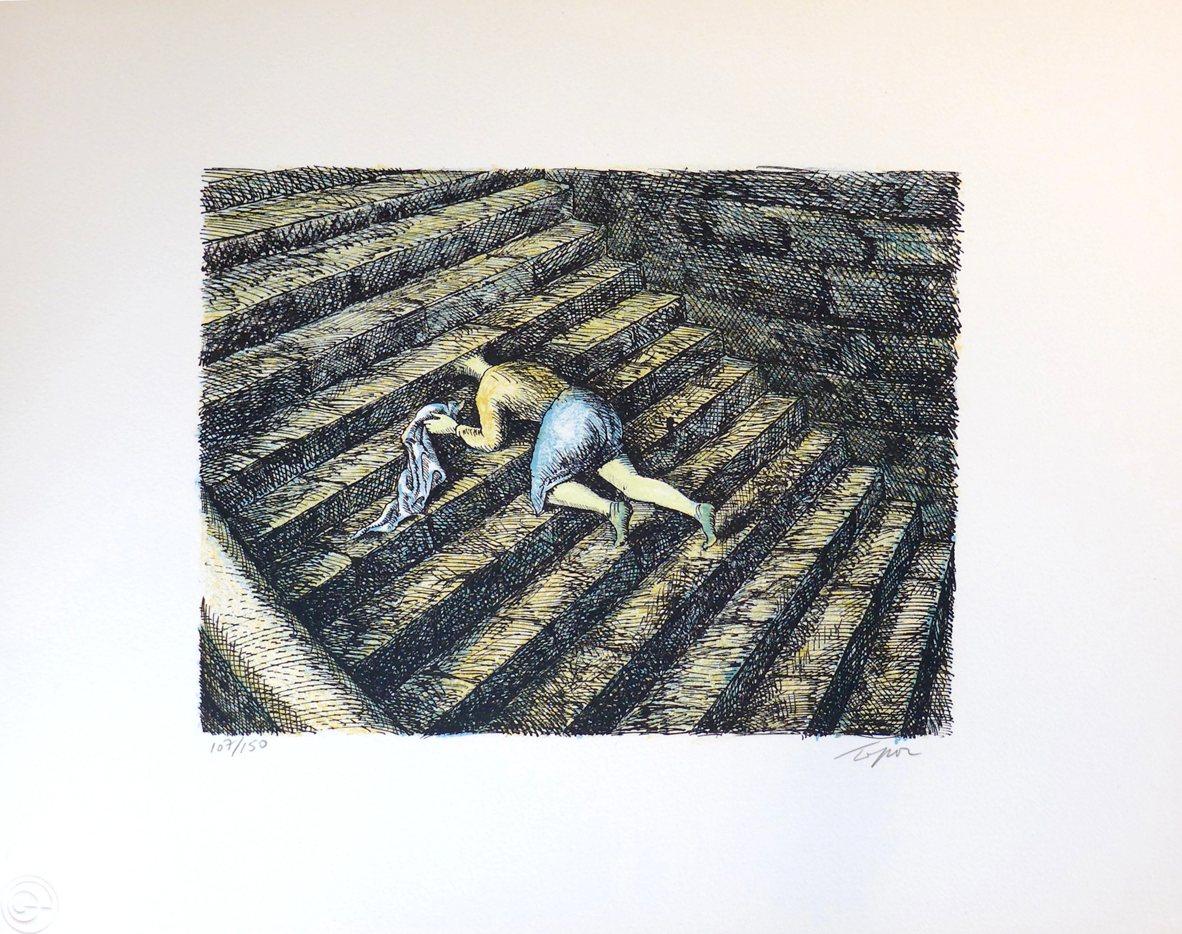 Roland TOPOR - L’escalier, 1973, Lithographie originale signée et numérotée