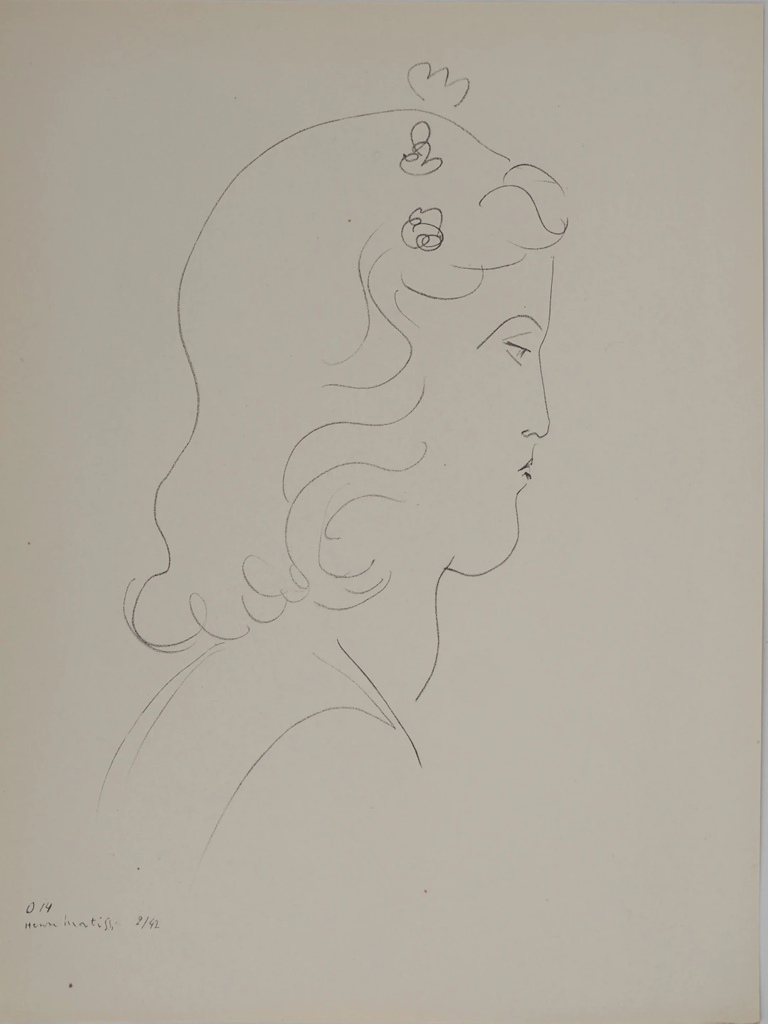Henri MATISSE : La muse de profil, Lithographie signée