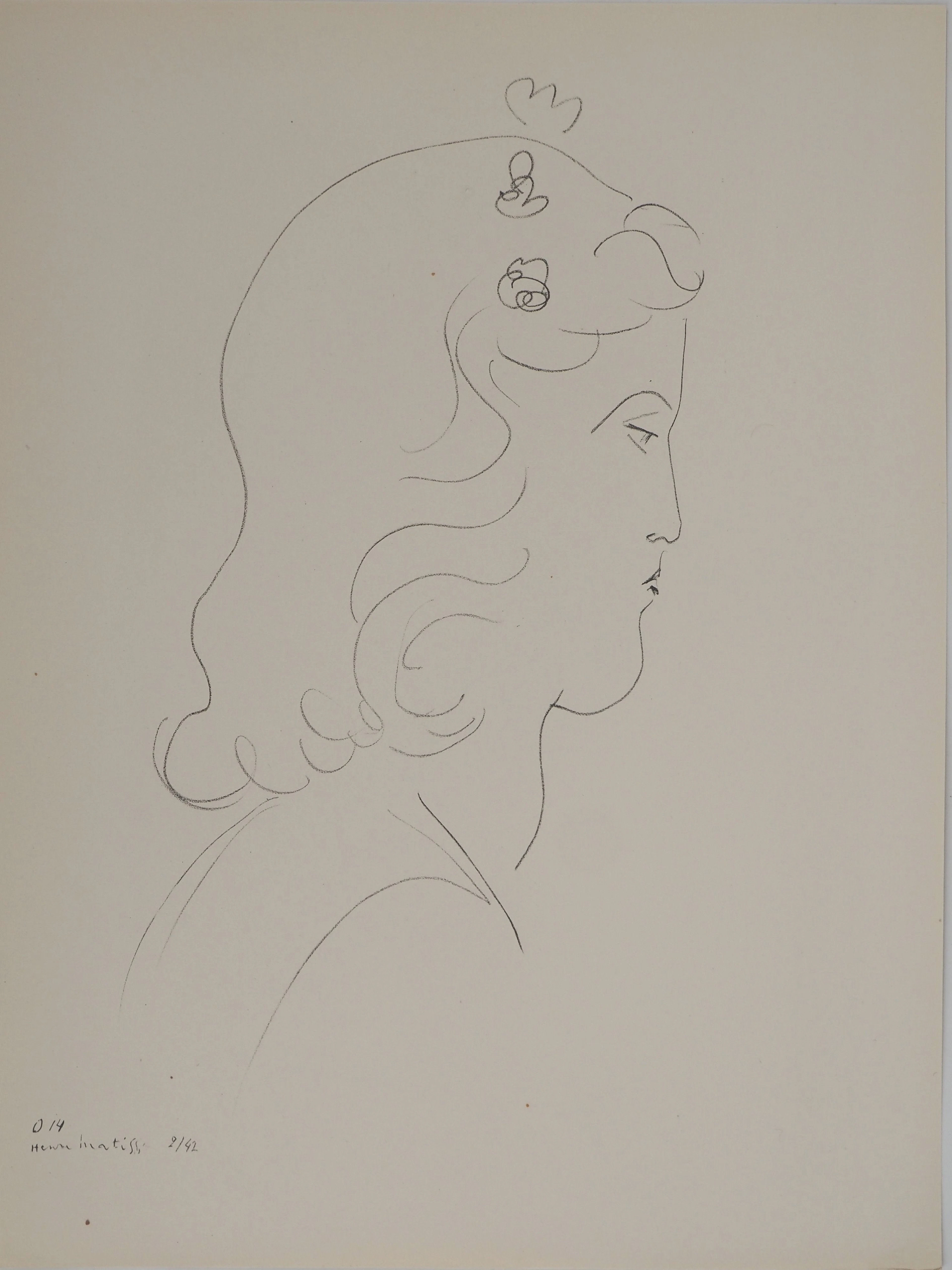 Henri MATISSE : La muse de profil, Lithographie signée