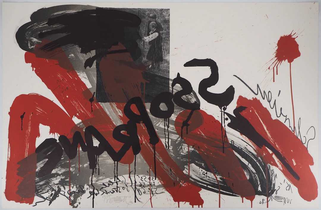Wolf VOSTELL - Le cri : Soprane - Lithographie originale signée, 1990