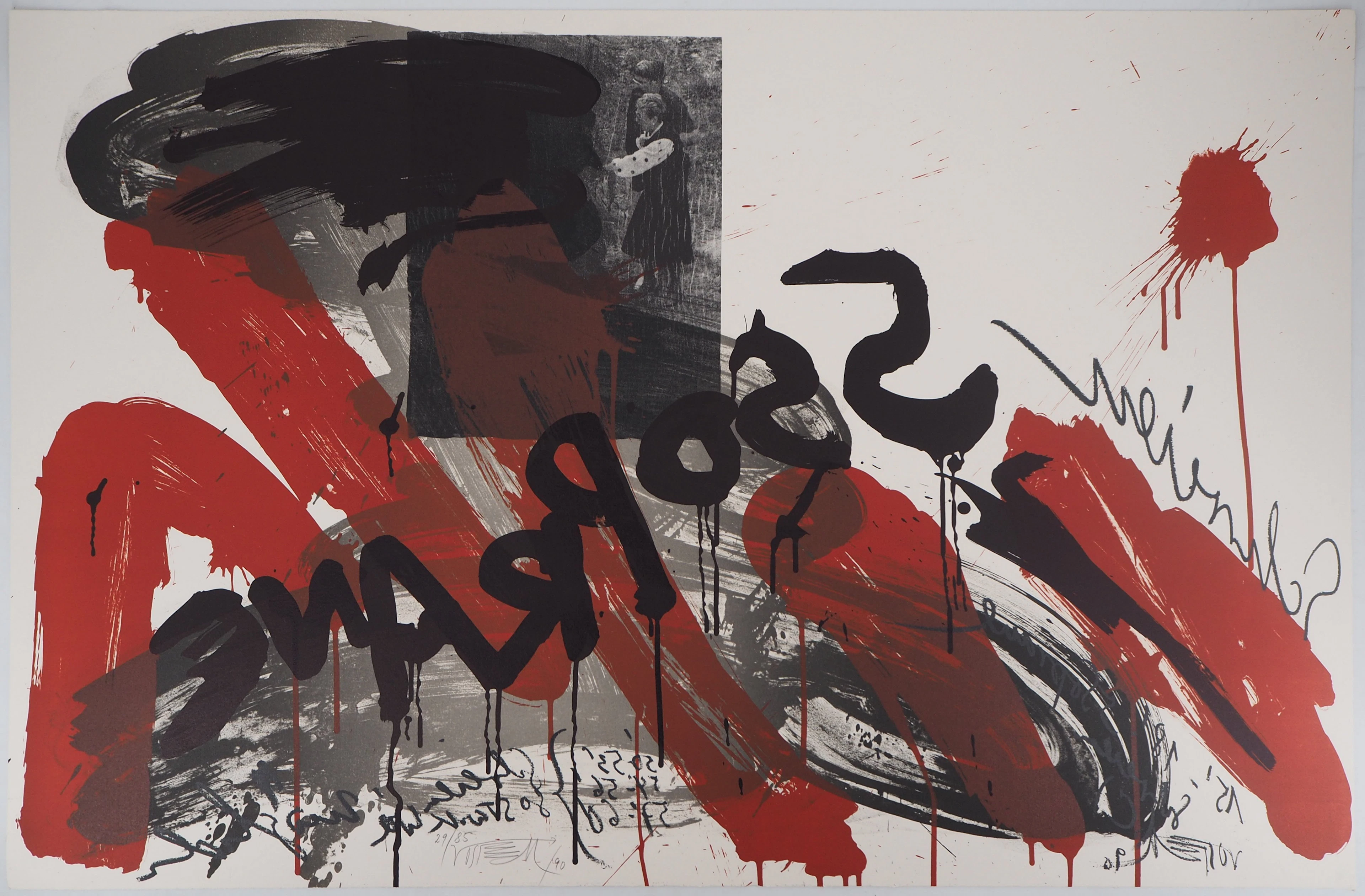 Wolf VOSTELL - Le cri : Soprane - Lithographie originale signée, 1990