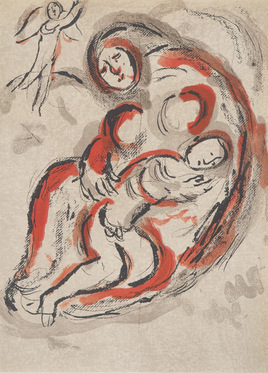Marc CHAGALL : La Bible, Agar en mère protectrice, Lithographie originale