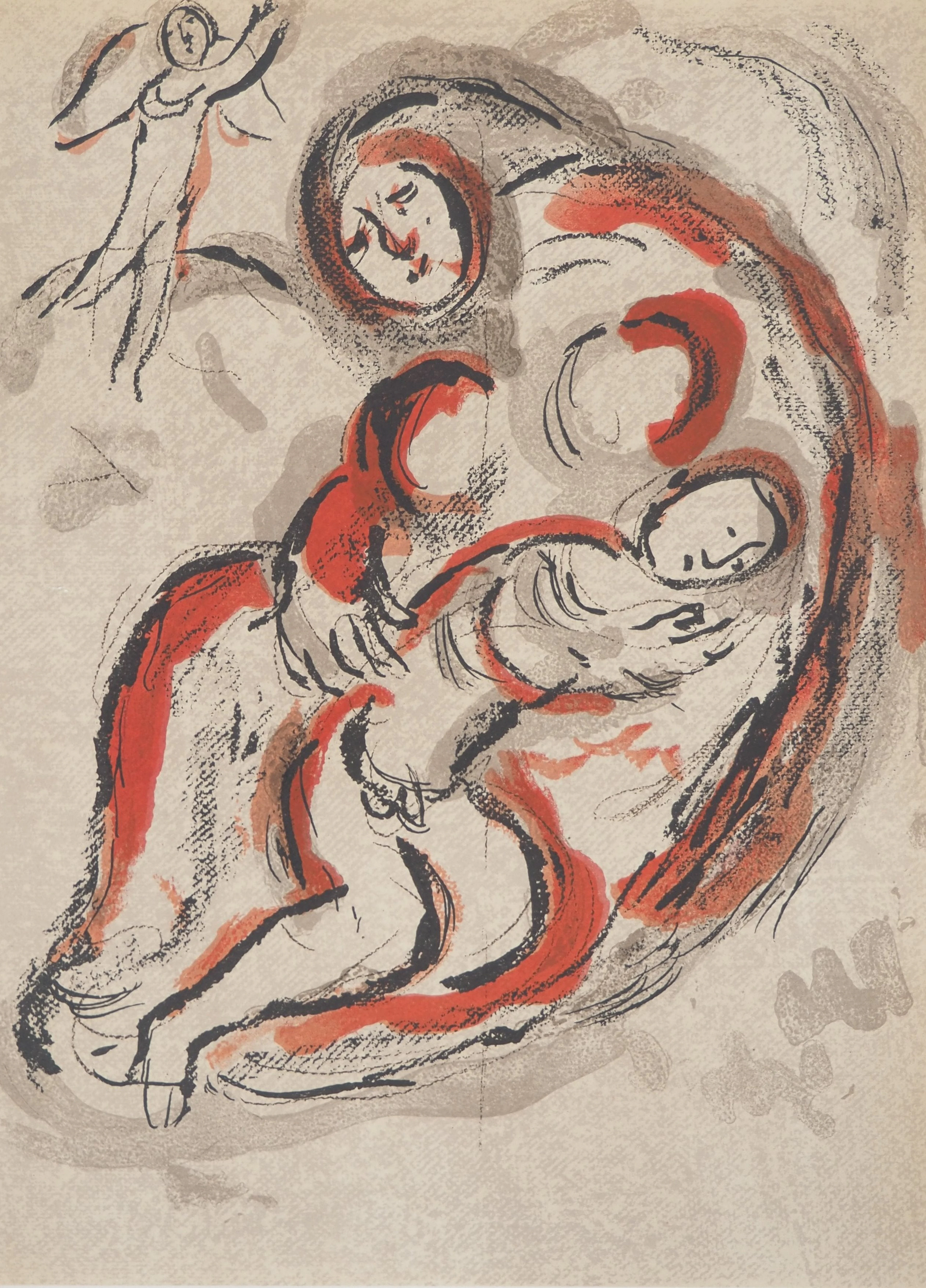 Marc CHAGALL : La Bible, Agar en mère protectrice, Lithographie originale