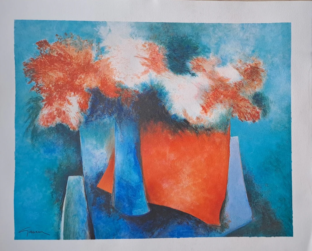 Claude Gaveau - Le bouquet - Lithographie originale signée