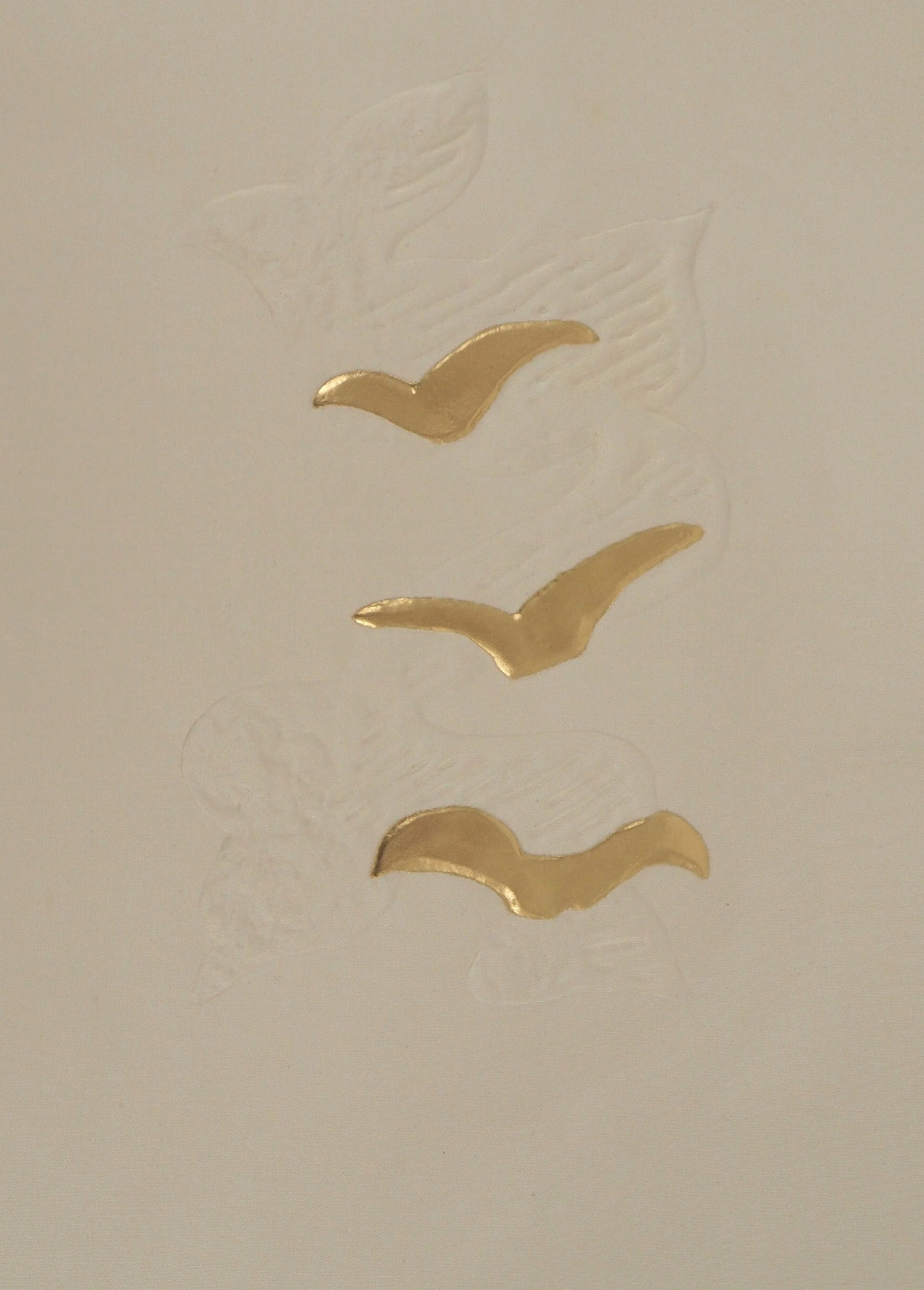 Georges BRAQUE : Les colombes dans le ciel, Gravure réhaussée à l’or