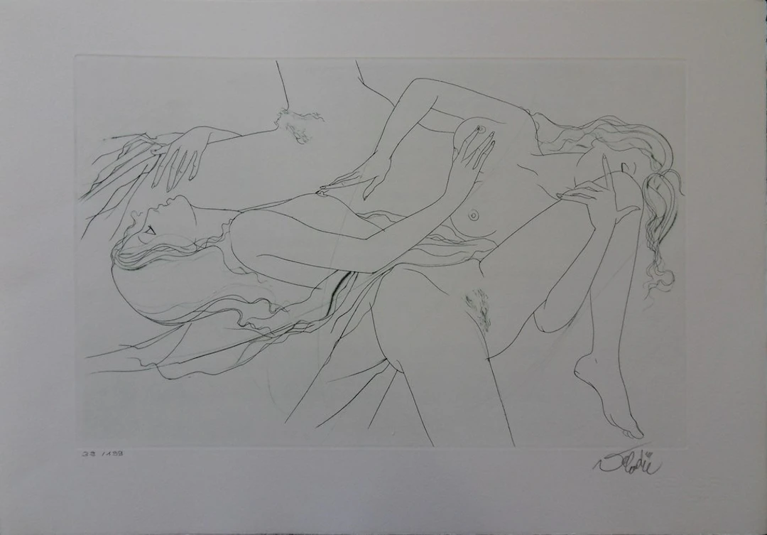 Jean-Baptiste VALADIE : Un si doux toucher, vers 1976 - Gravure originale