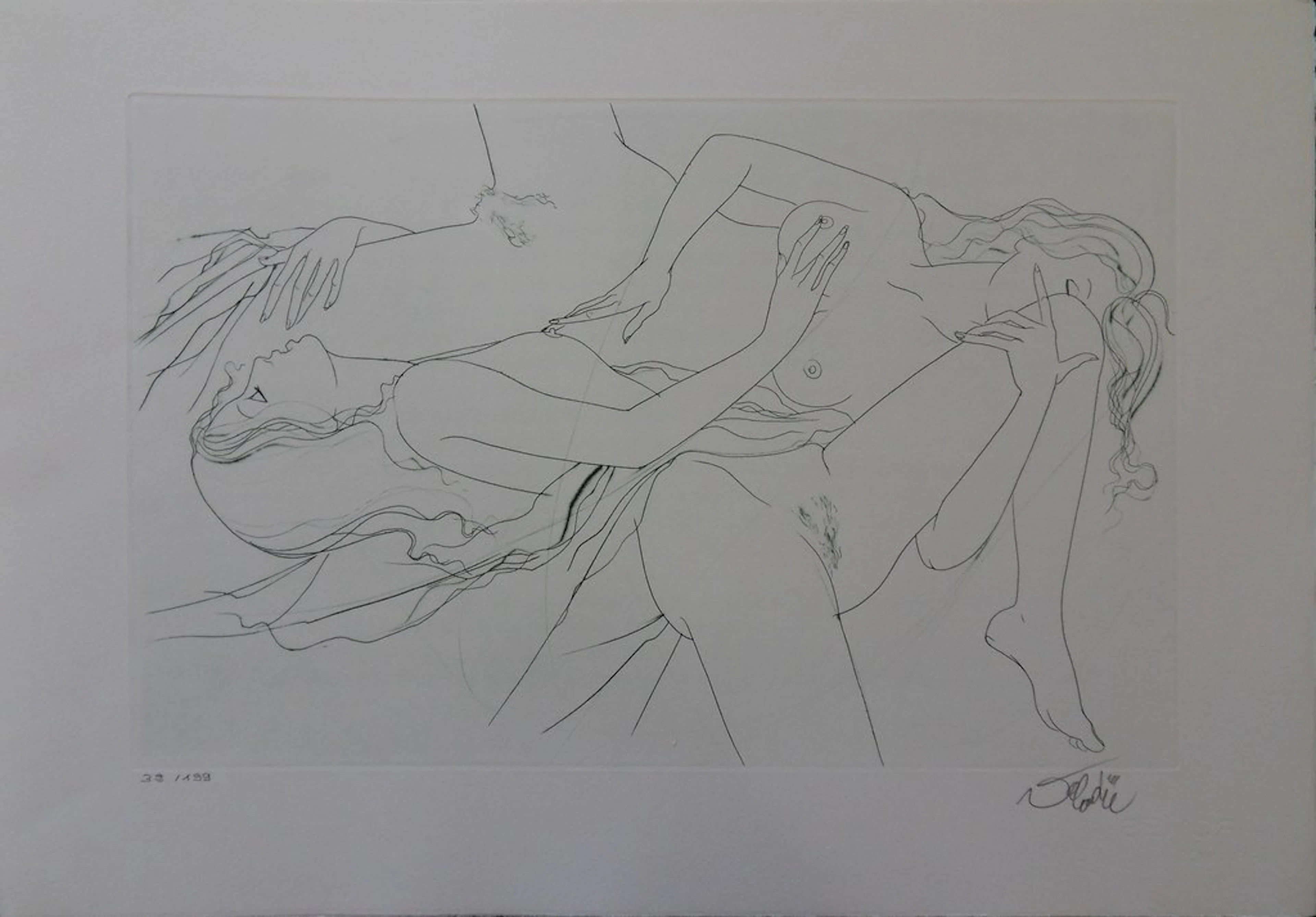 Jean-Baptiste VALADIE : Un si doux toucher, vers 1976 - Gravure originale