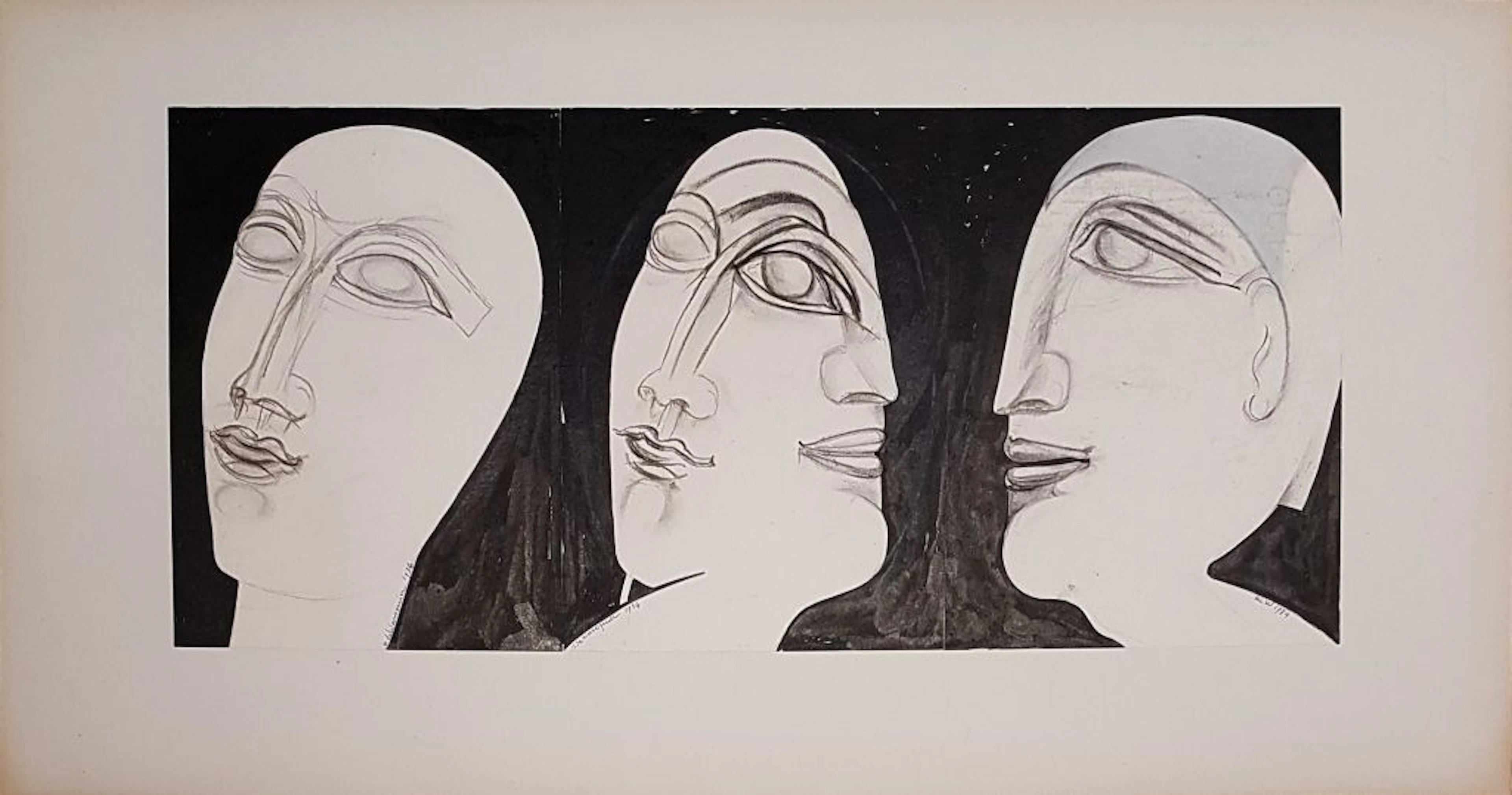 Henry DE WAROQUIER - Jeune Femme et son double, 1934 - Dessin signé