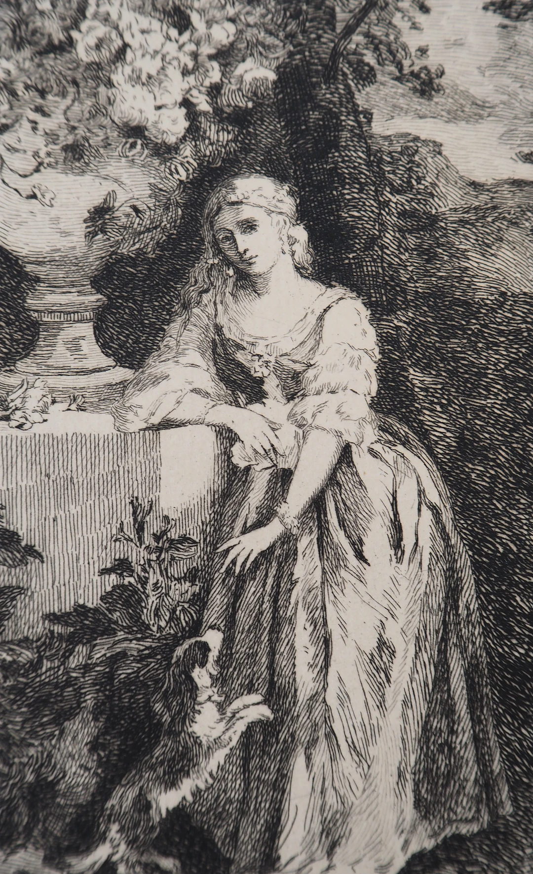 Narcisse DIAZ de la PENA : Rêverie au jardin - Gravure, Signée #Durand