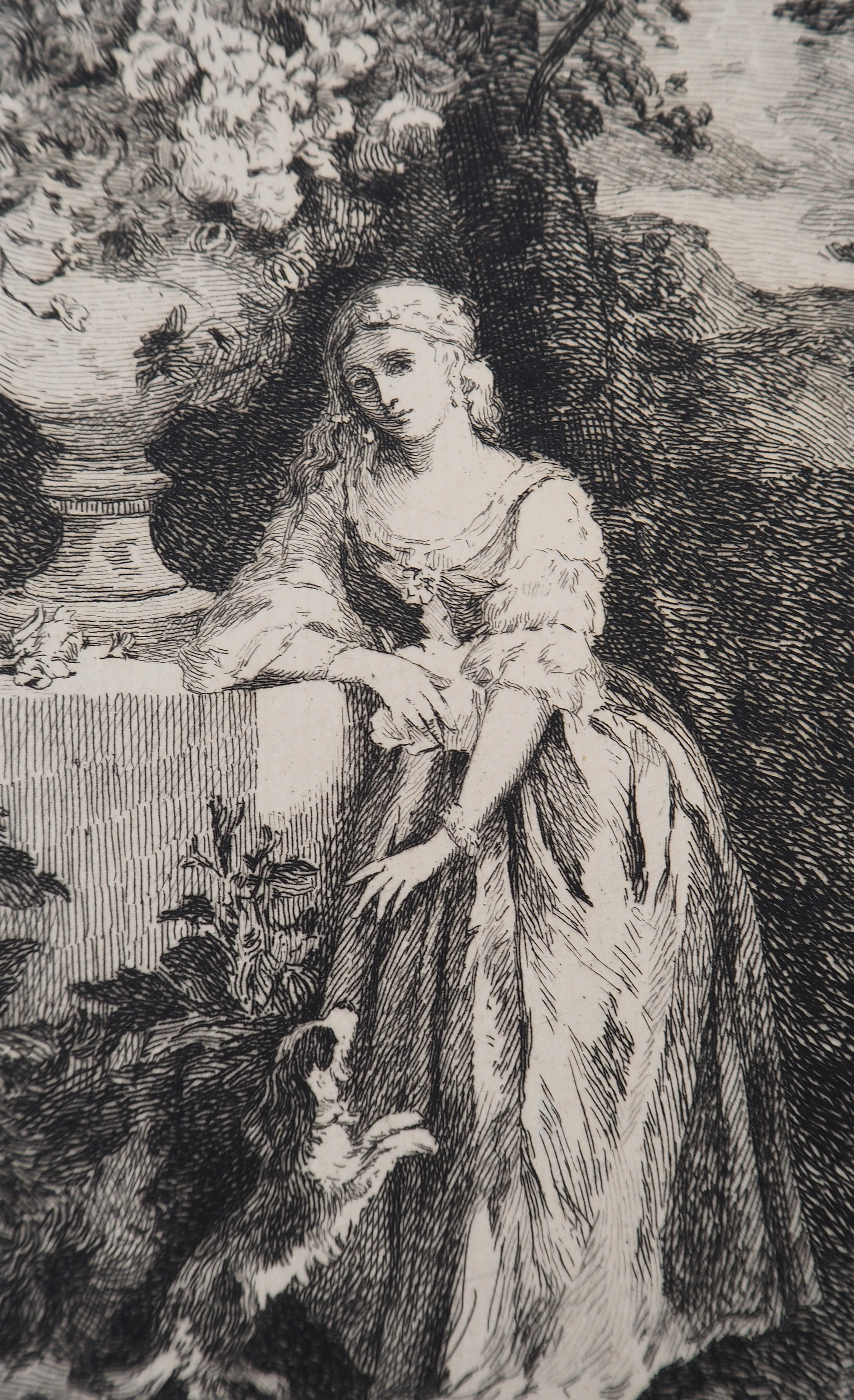 Narcisse DIAZ de la PENA : Rêverie au jardin - Gravure, Signée #Durand