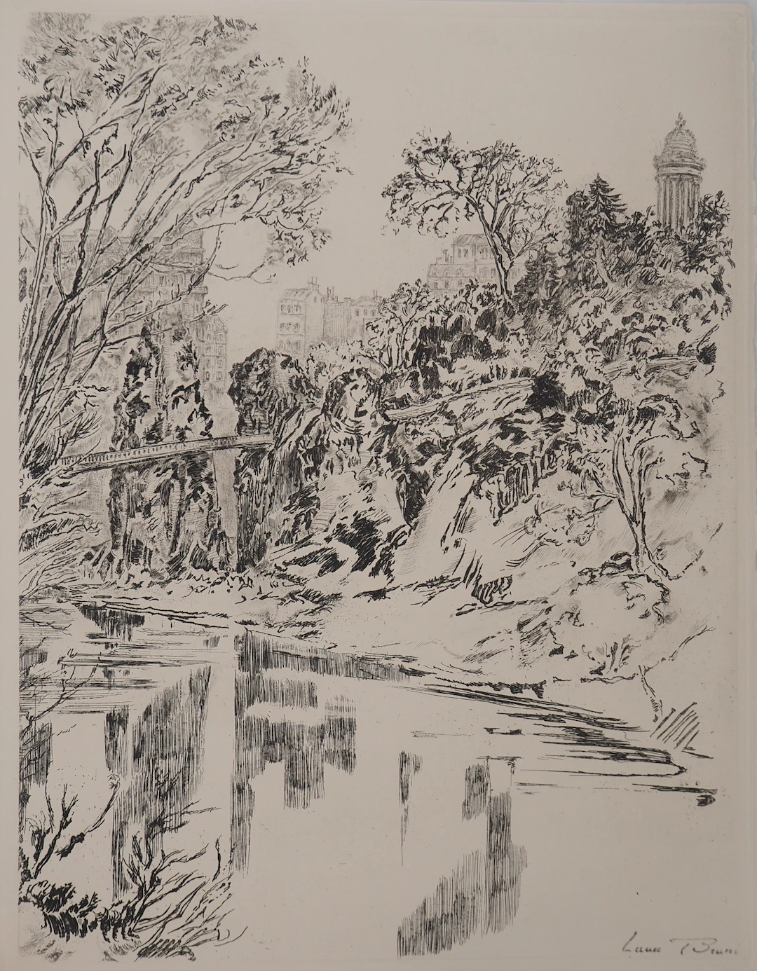 Laure BRUNI : Parc de Belleville, Gravure originale signée