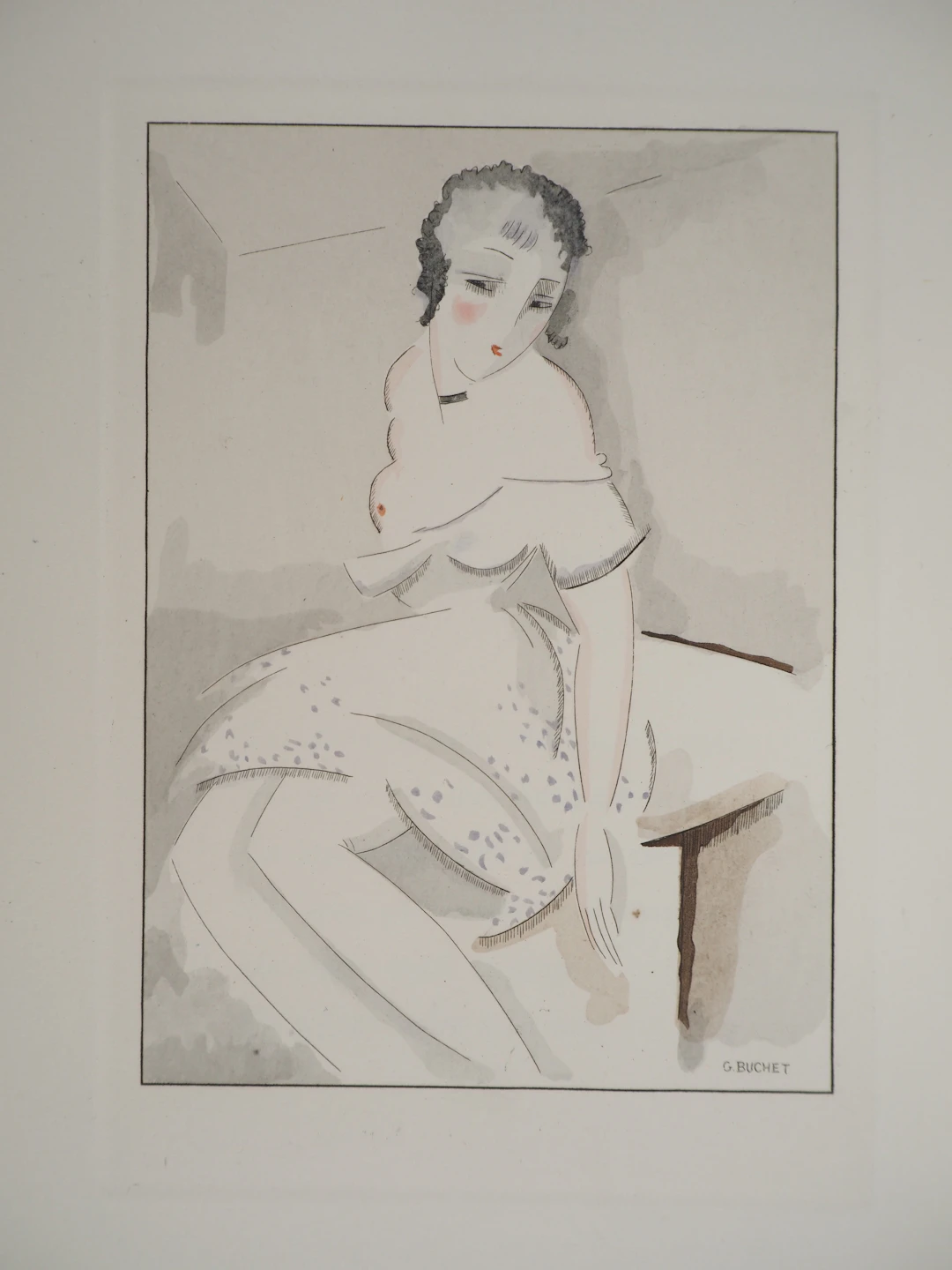 Gustave BUCHET : Cachez ce sein, Gravure originale et pochoir signée