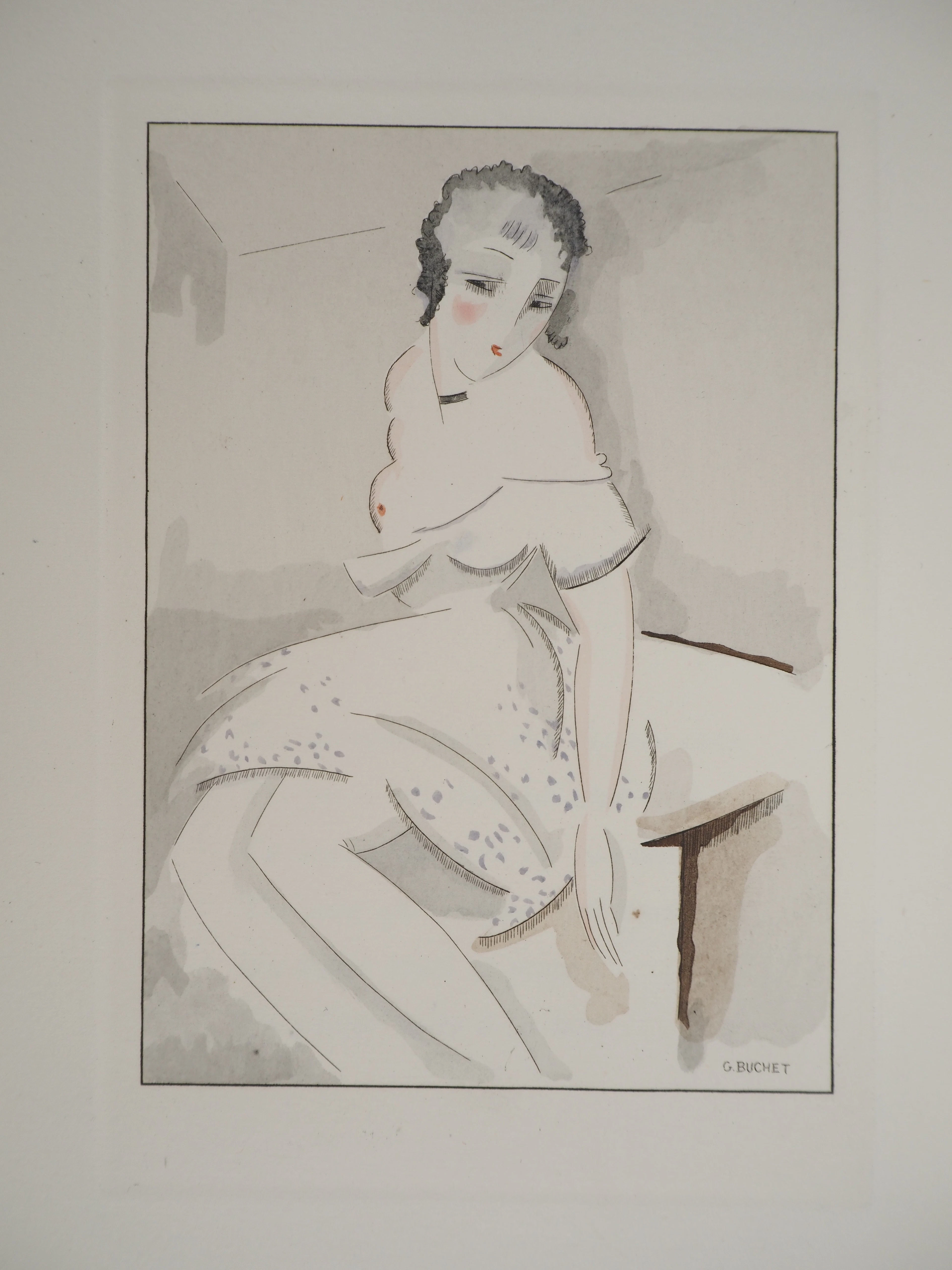 Gustave BUCHET : Cachez ce sein, Gravure originale et pochoir signée