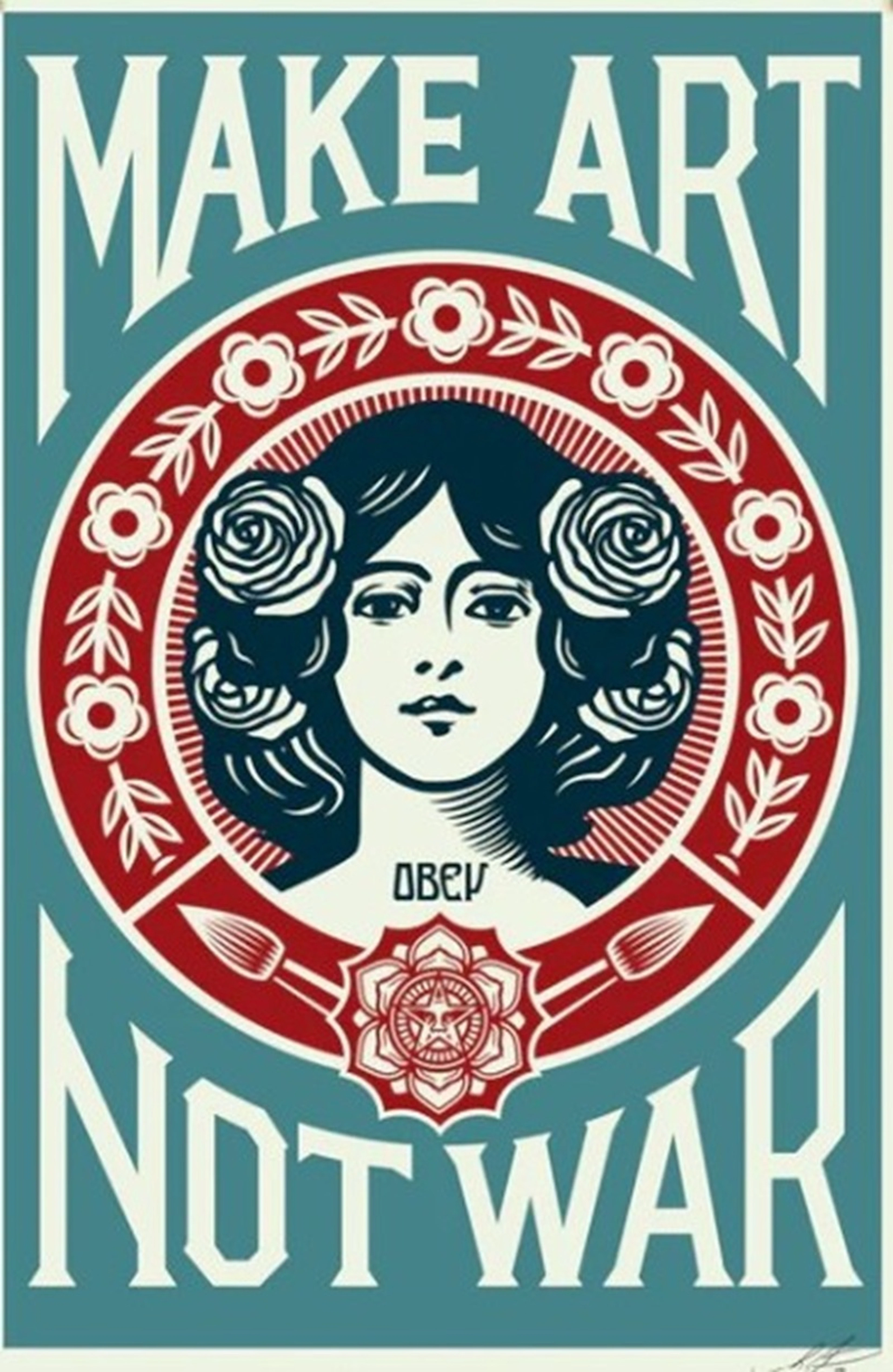 Shepard Fairey (OBEY) - Make Art not War (blue) - Lithographie Offset signée