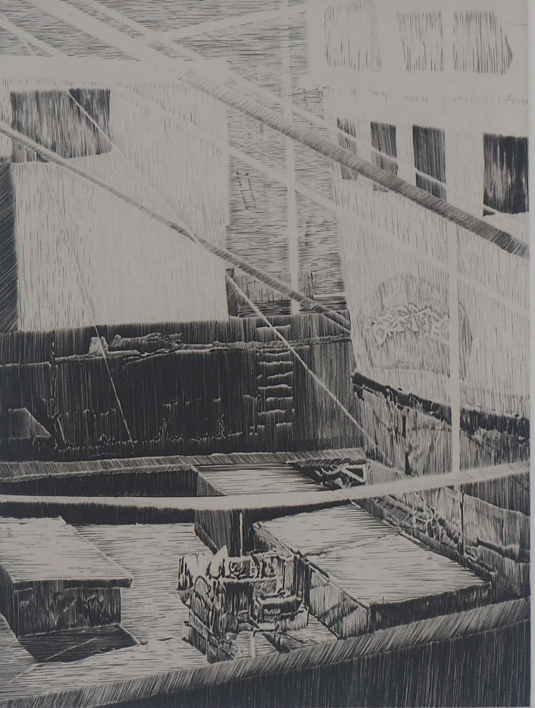Etienne Tingaud - En bernes, 1984 - Gravure originale signée