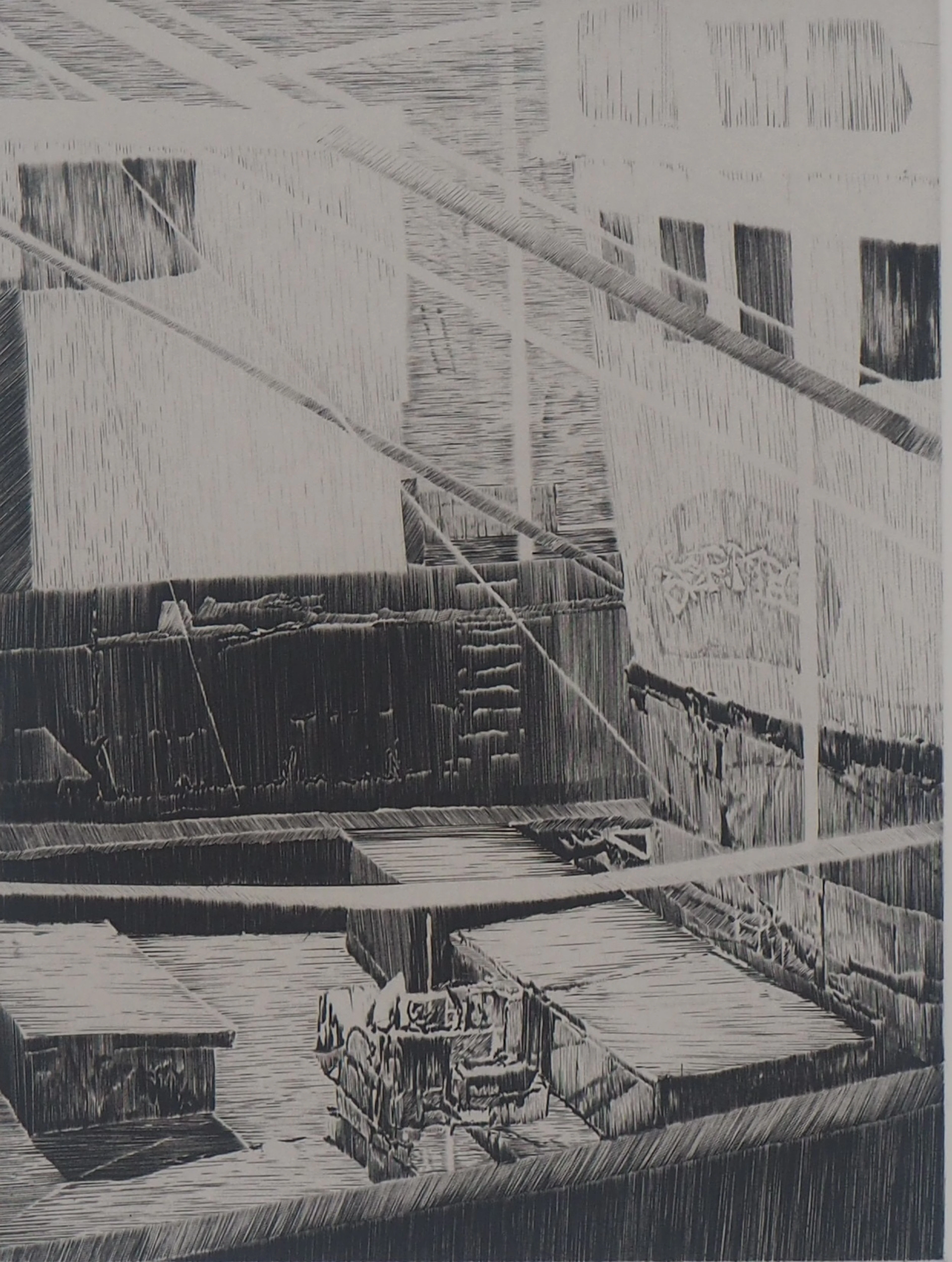 Etienne Tingaud - En bernes, 1984 - Gravure originale signée
