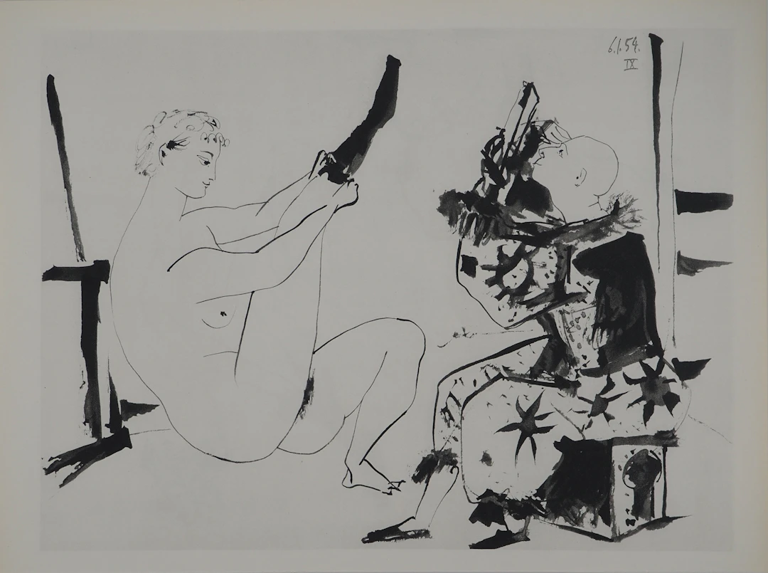 Pablo PICASSO : Comédie Humaine, La jeune fille aux bas et le clown