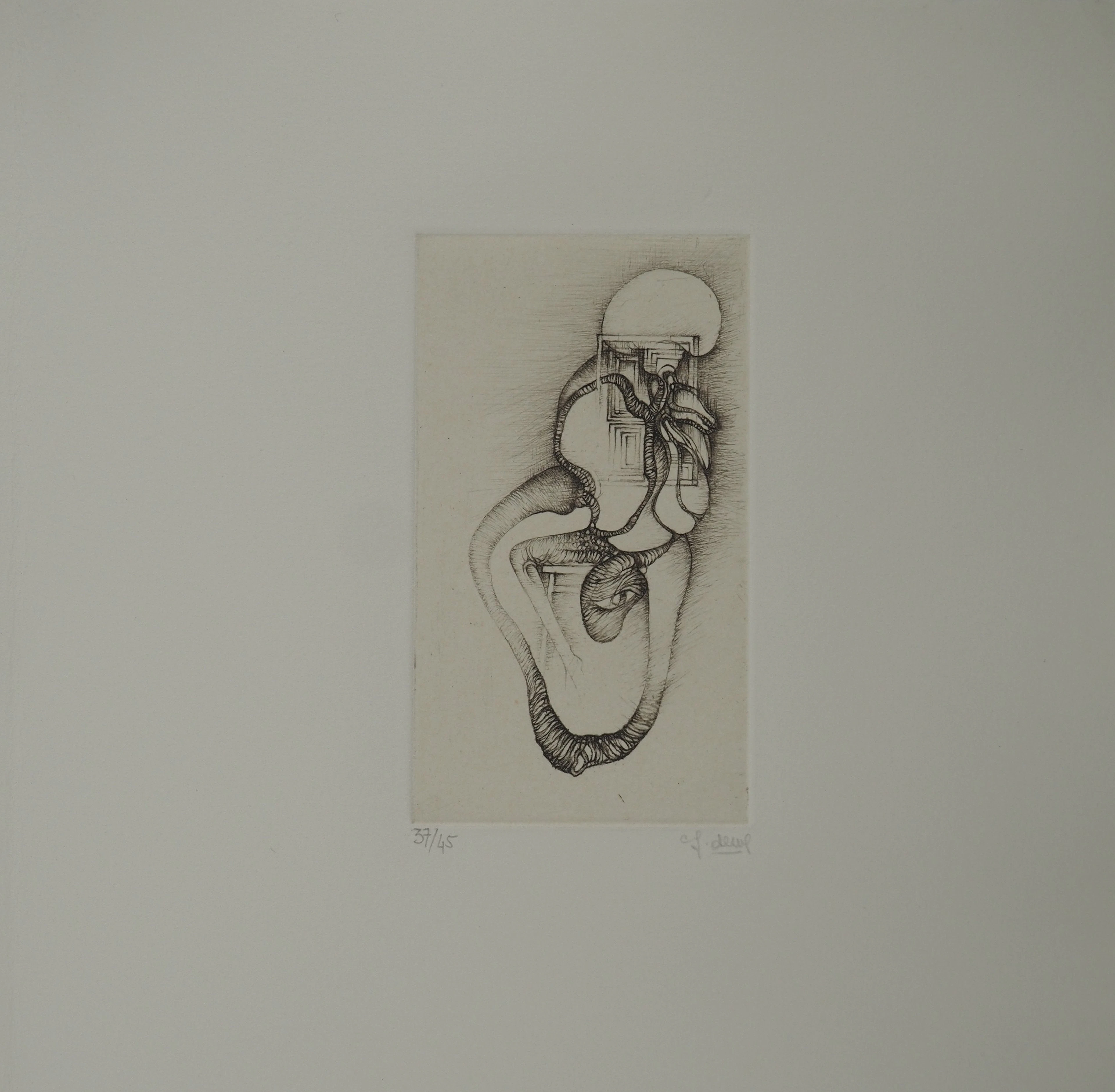 Fred DEUX : Vision, Gravure originale signée