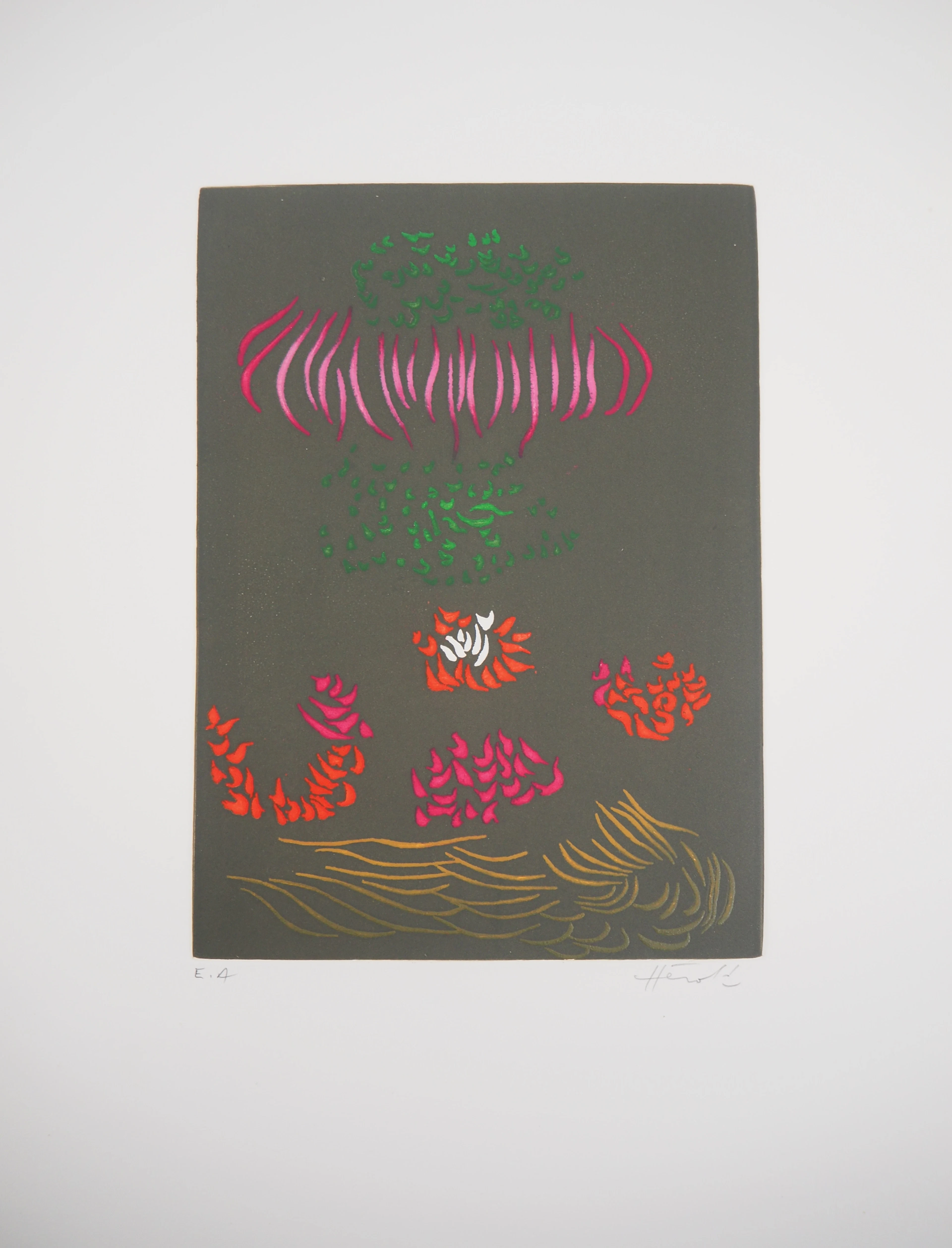 Jacques HEROLD - Composition végétale surréaliste , 1975 - Gravure