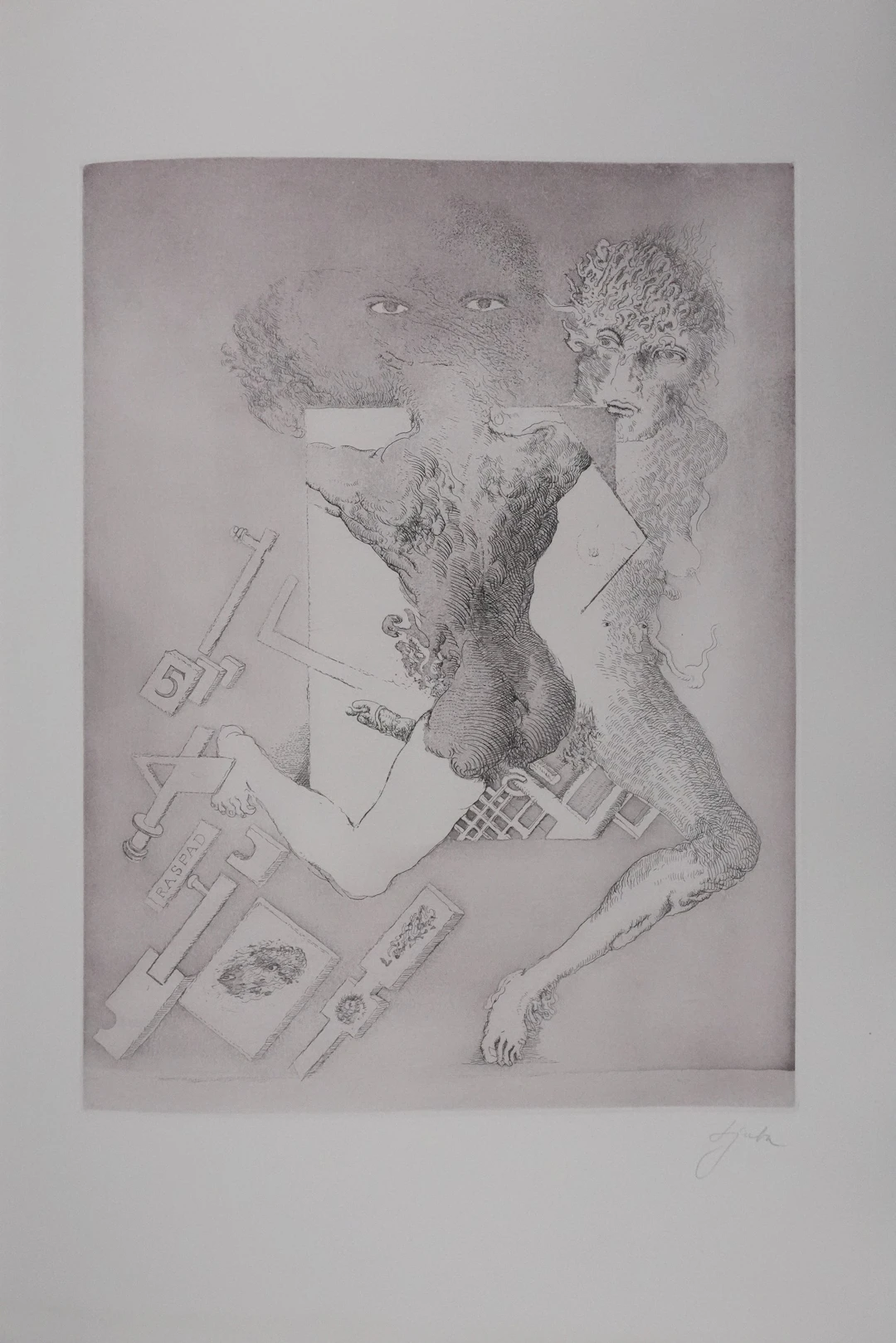 Popovic LJUBA : Chattes-minuit, Gravure originale signée