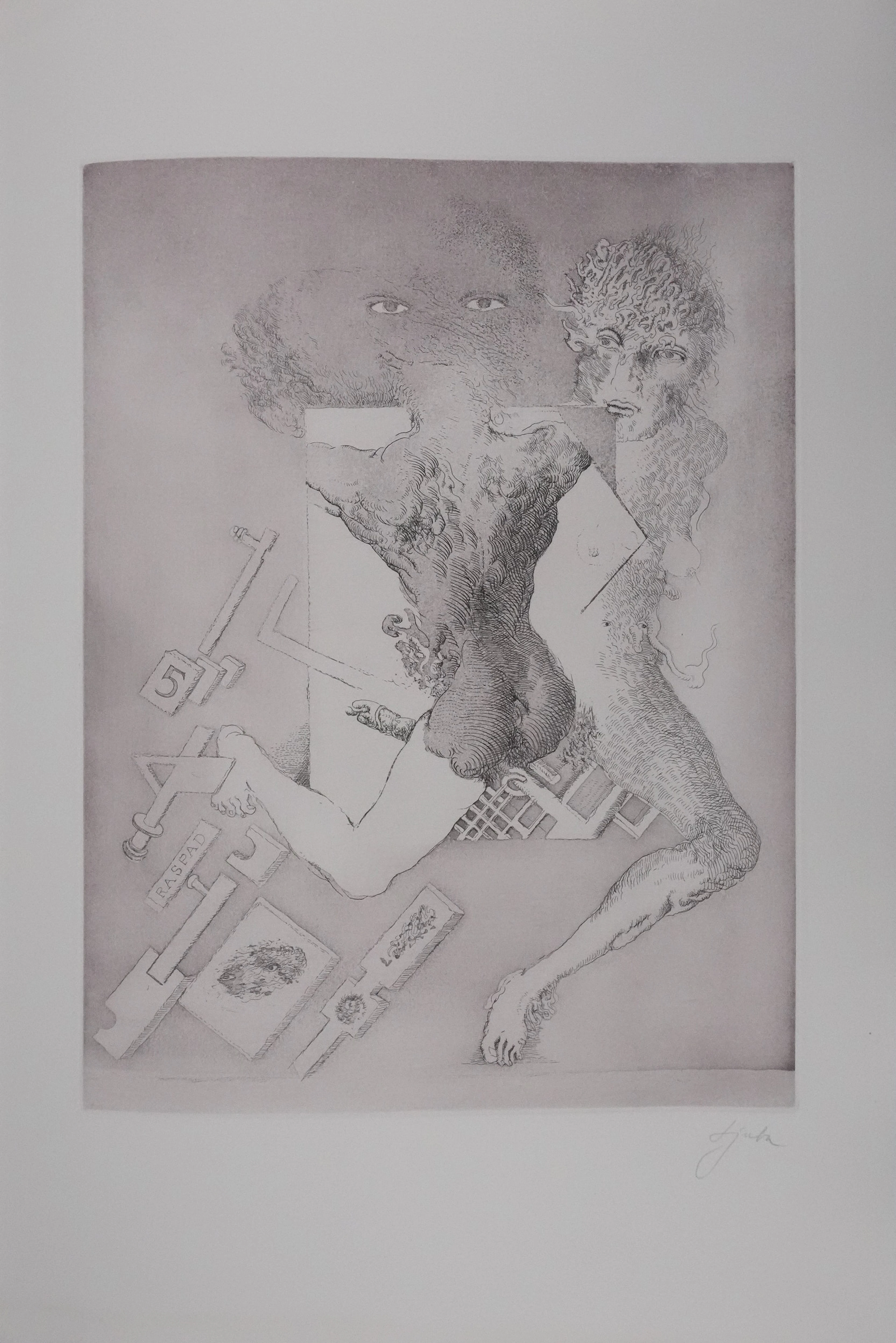Popovic LJUBA : Chattes-minuit, Gravure originale signée
