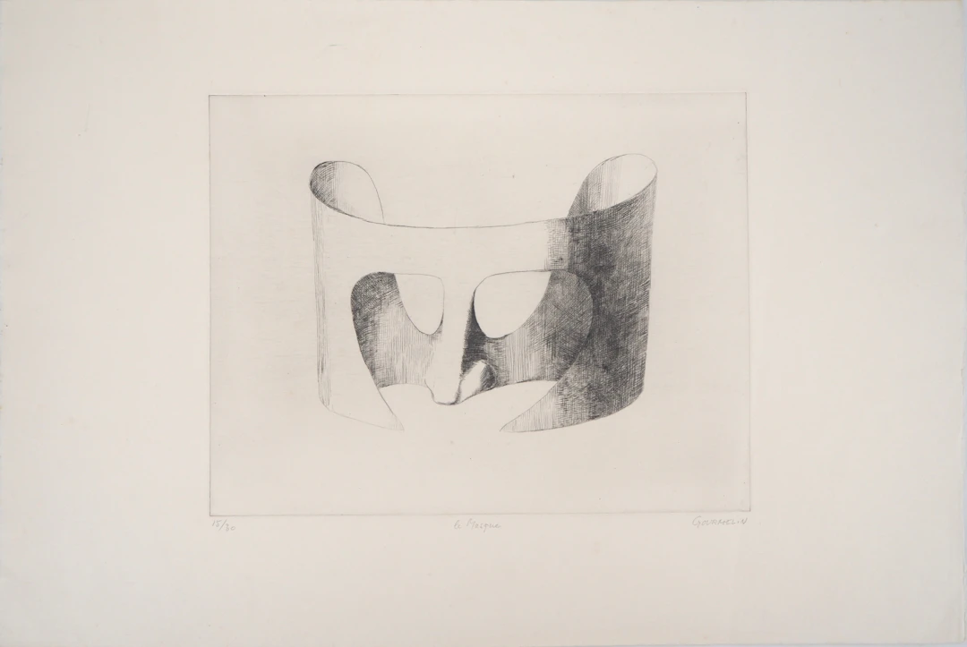 Jean GOURMELIN - Le masque - Gravure originale signée