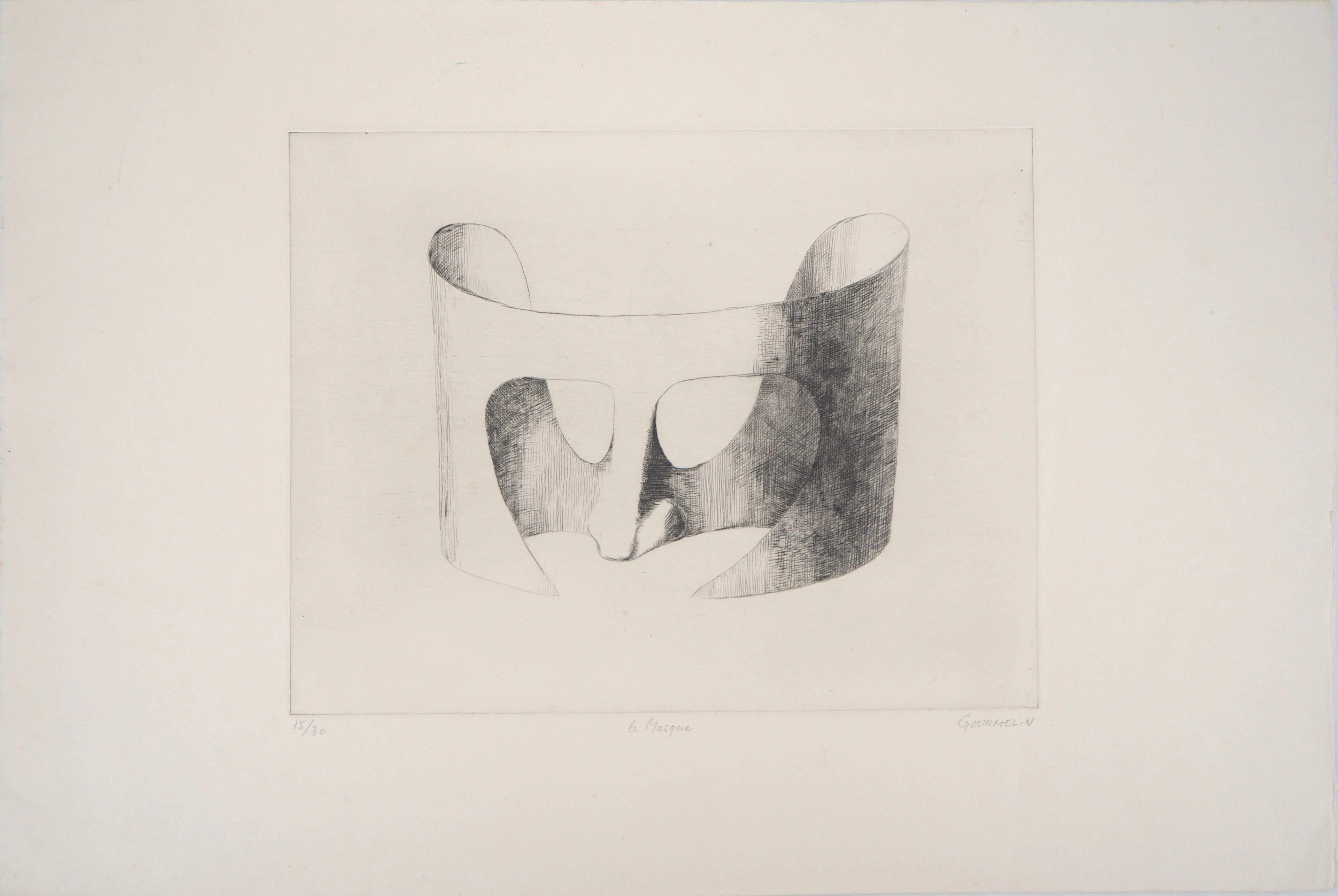 Jean GOURMELIN - Le masque - Gravure originale signée