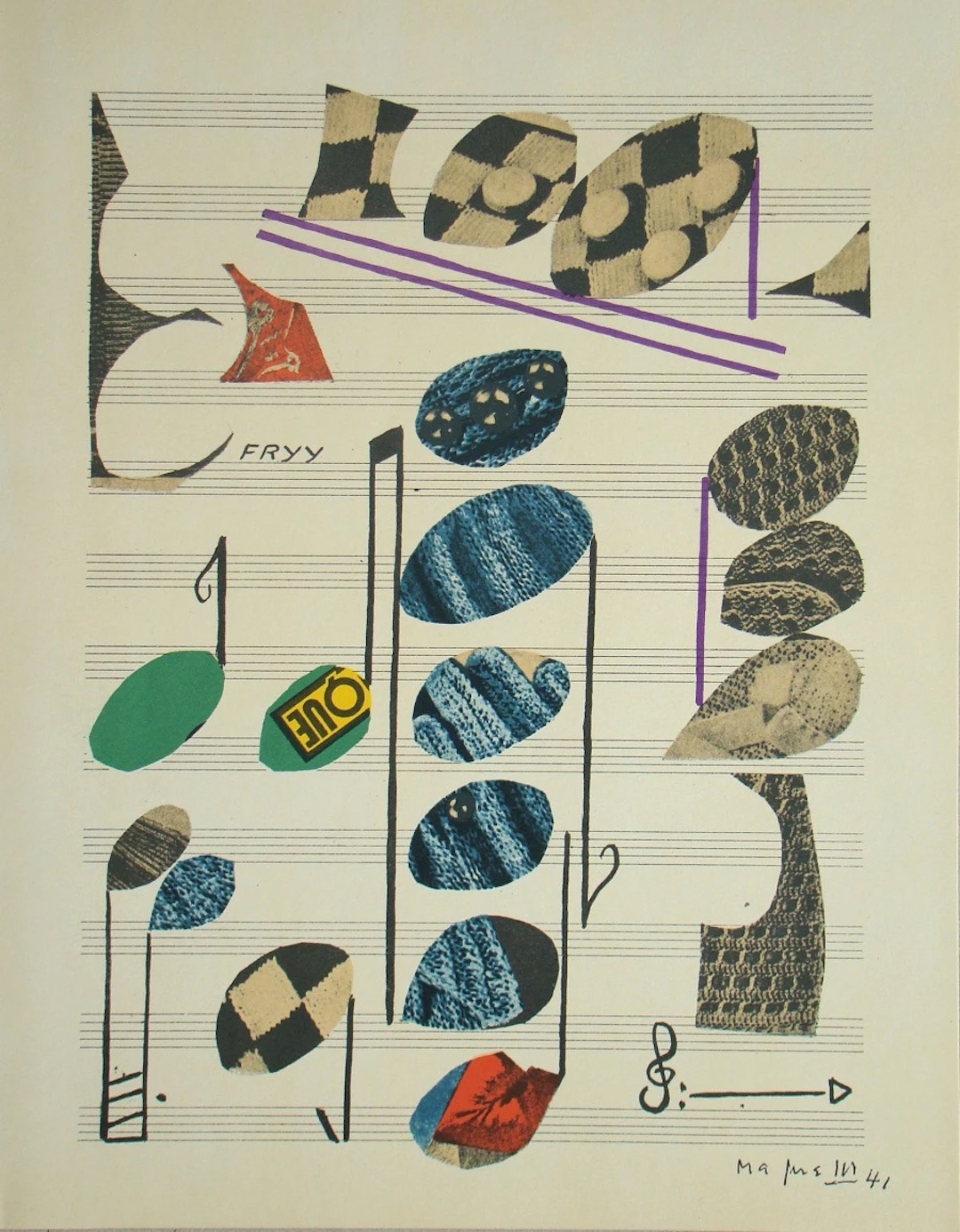 Alberto MAGNELLI - Papier collé, 1971 - Lithographie signée et datée