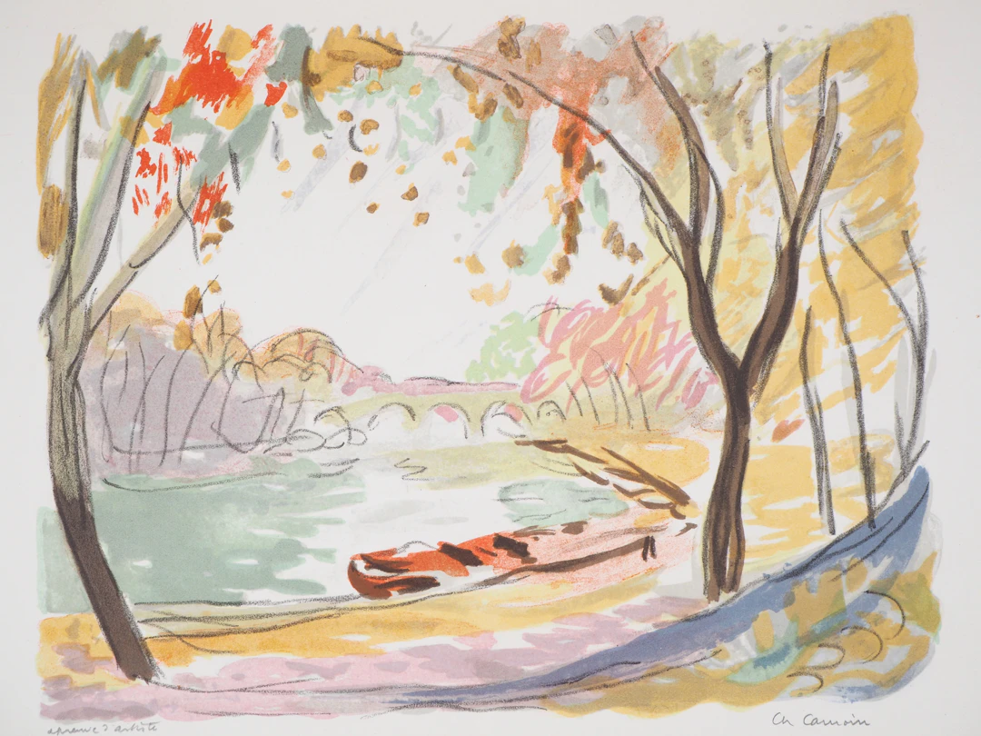 Charles CAMOIN : Chemin de halage - Lithographie originale signée