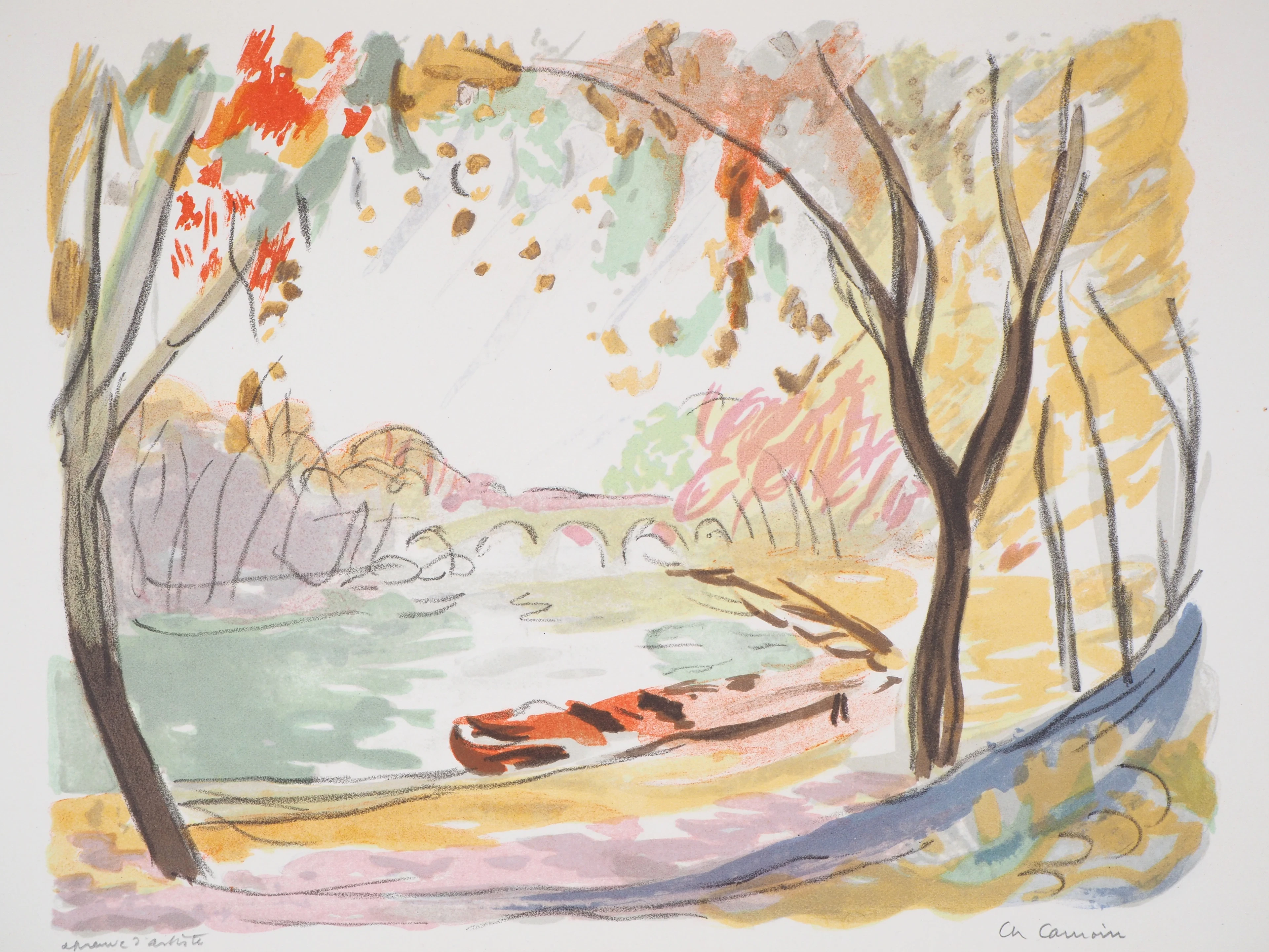 Charles CAMOIN : Chemin de halage - Lithographie originale signée
