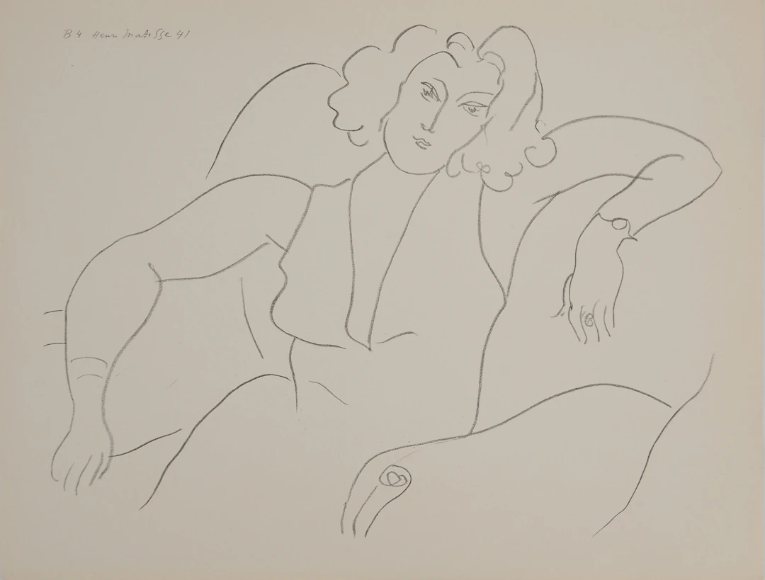 Henri MATISSE : Jeune femme assise, Lithographie signée