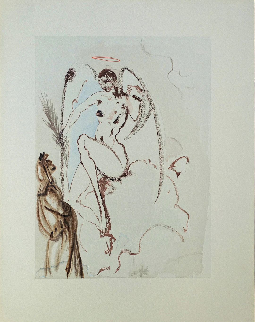 Salvador DALI : L’Archange Gabriel, Bois gravé original
