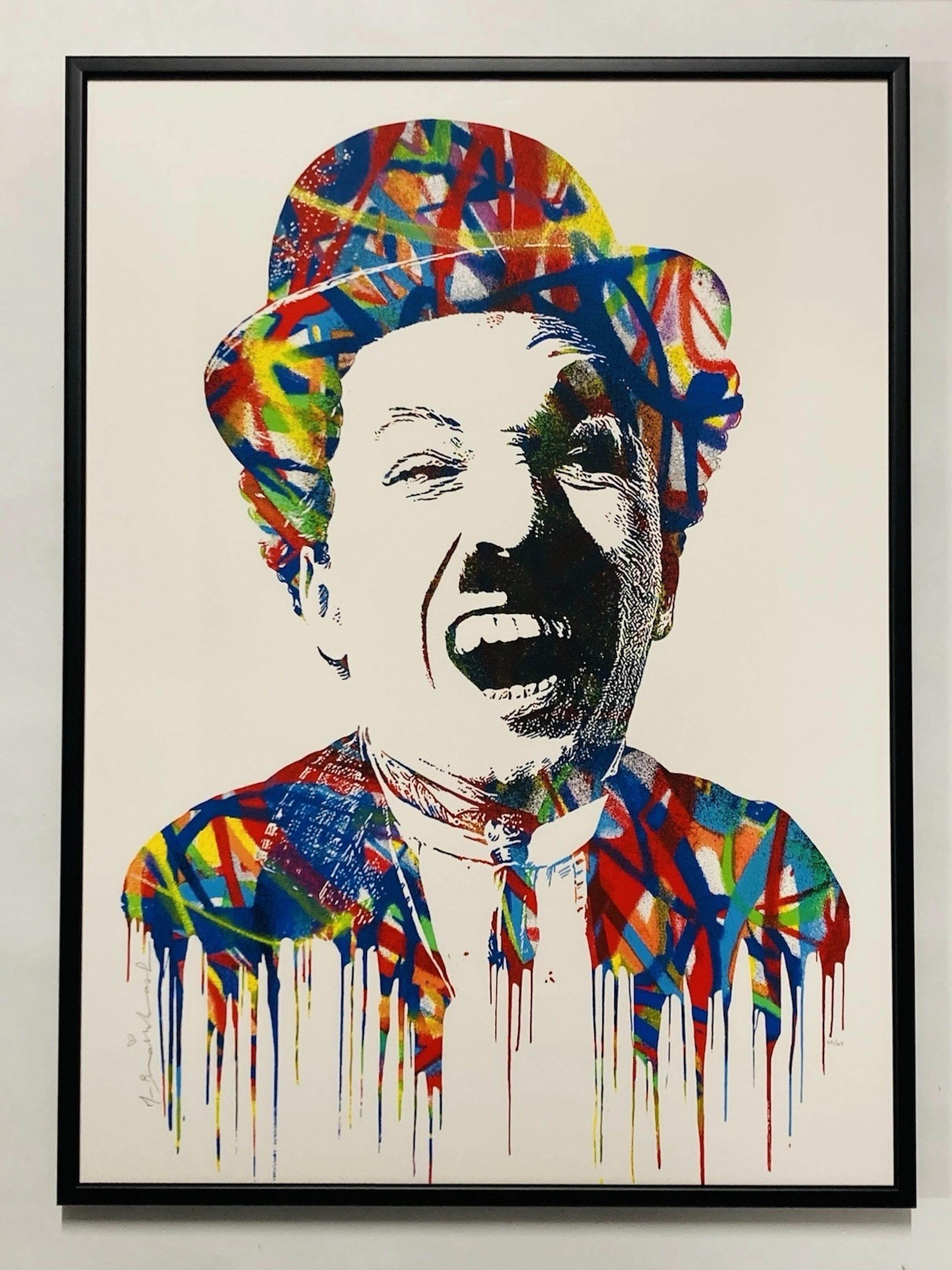 Mr Brainwash : Charlie Chaplin - sérigraphie encadrée Signée - 2015